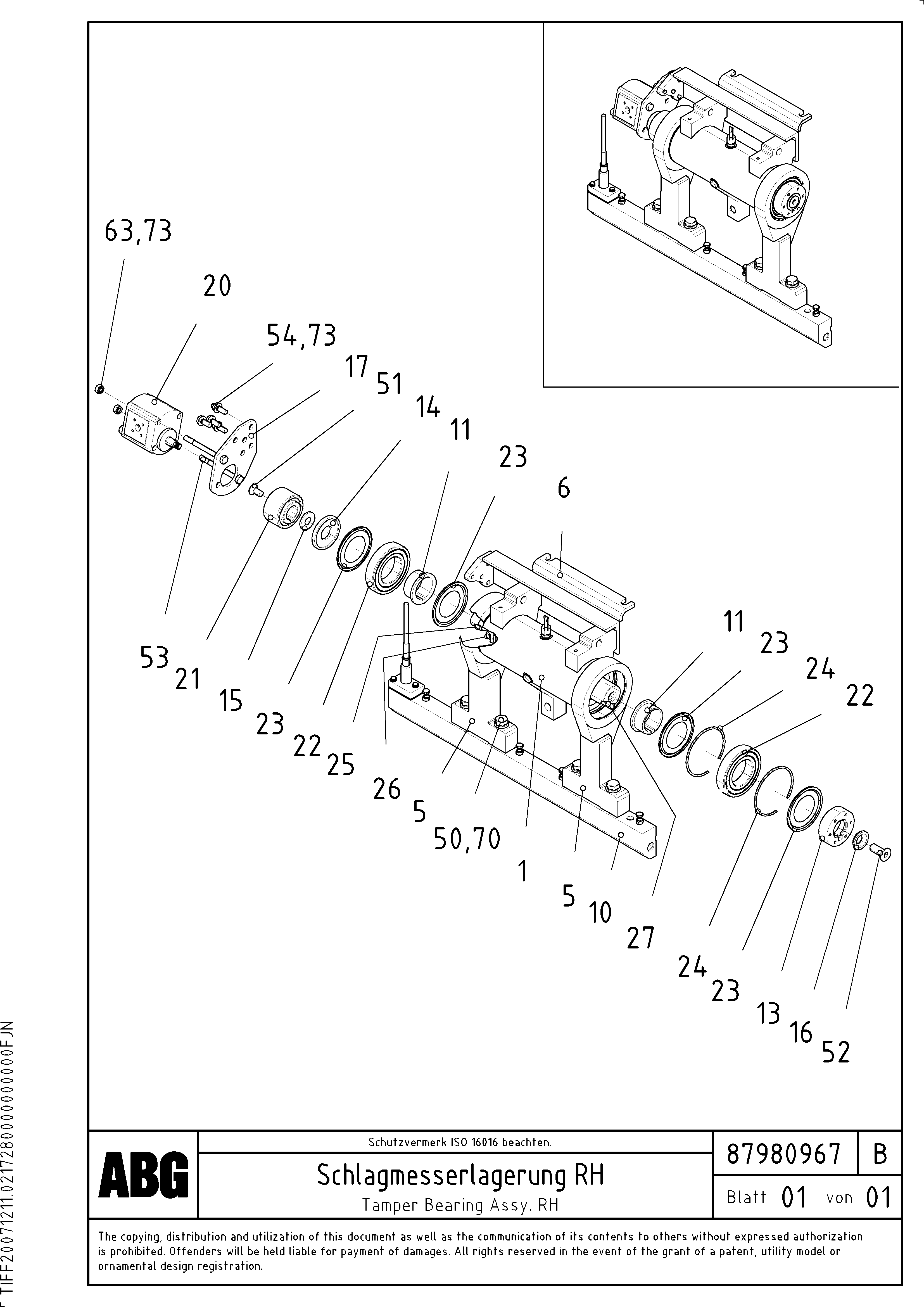 Схема запчастей Volvo ABG2820 - 80640 Adjustable bearing for tamper/basic screed VB 30 ATT. SCREEDS 1,5 - 4,0M ABG2820