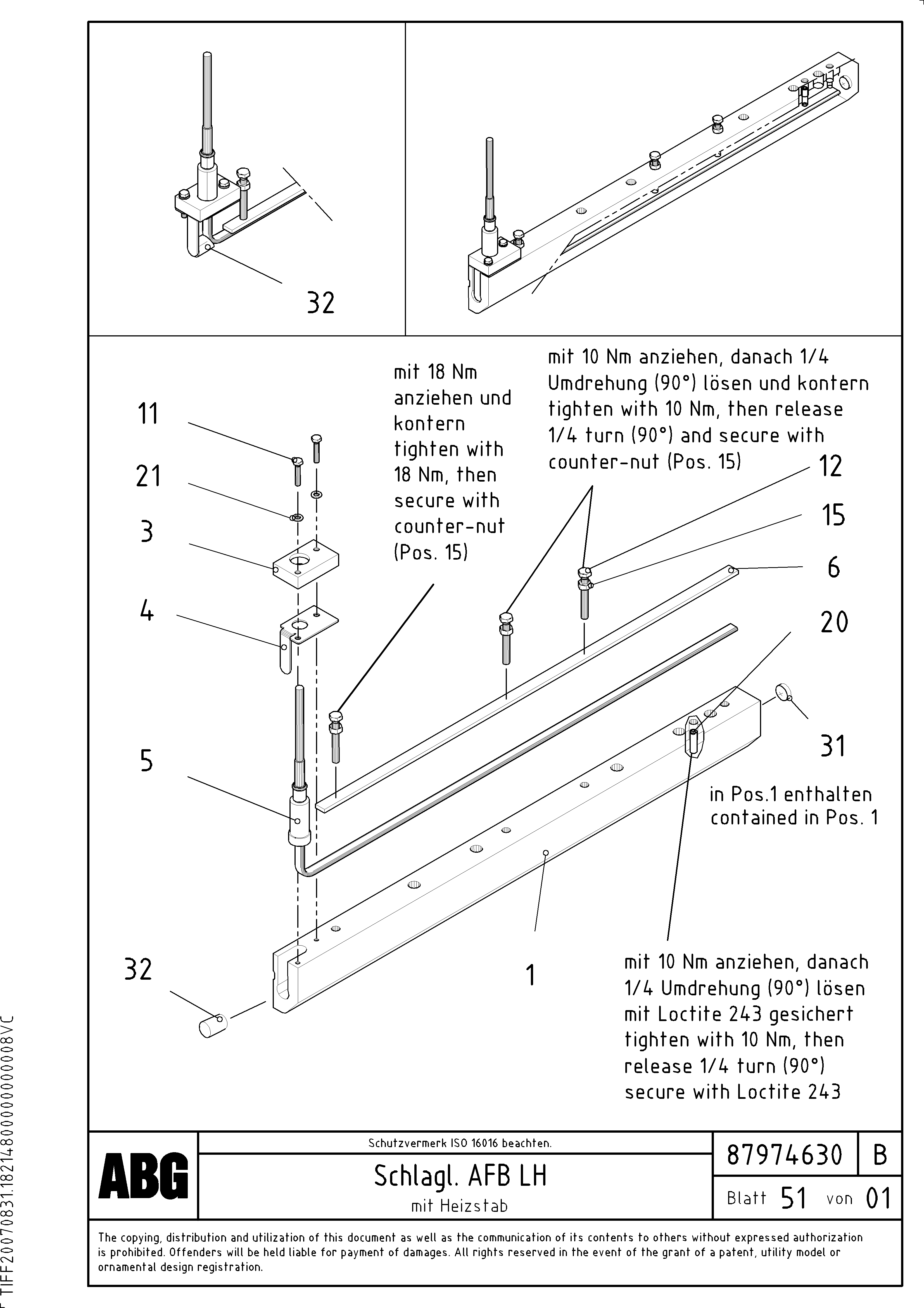 Схема запчастей Volvo ABG2820 - 91371 Tamper knife with heating for basic and extandable screed VB 30 ATT. SCREEDS 1,5 - 4,0M ABG2820