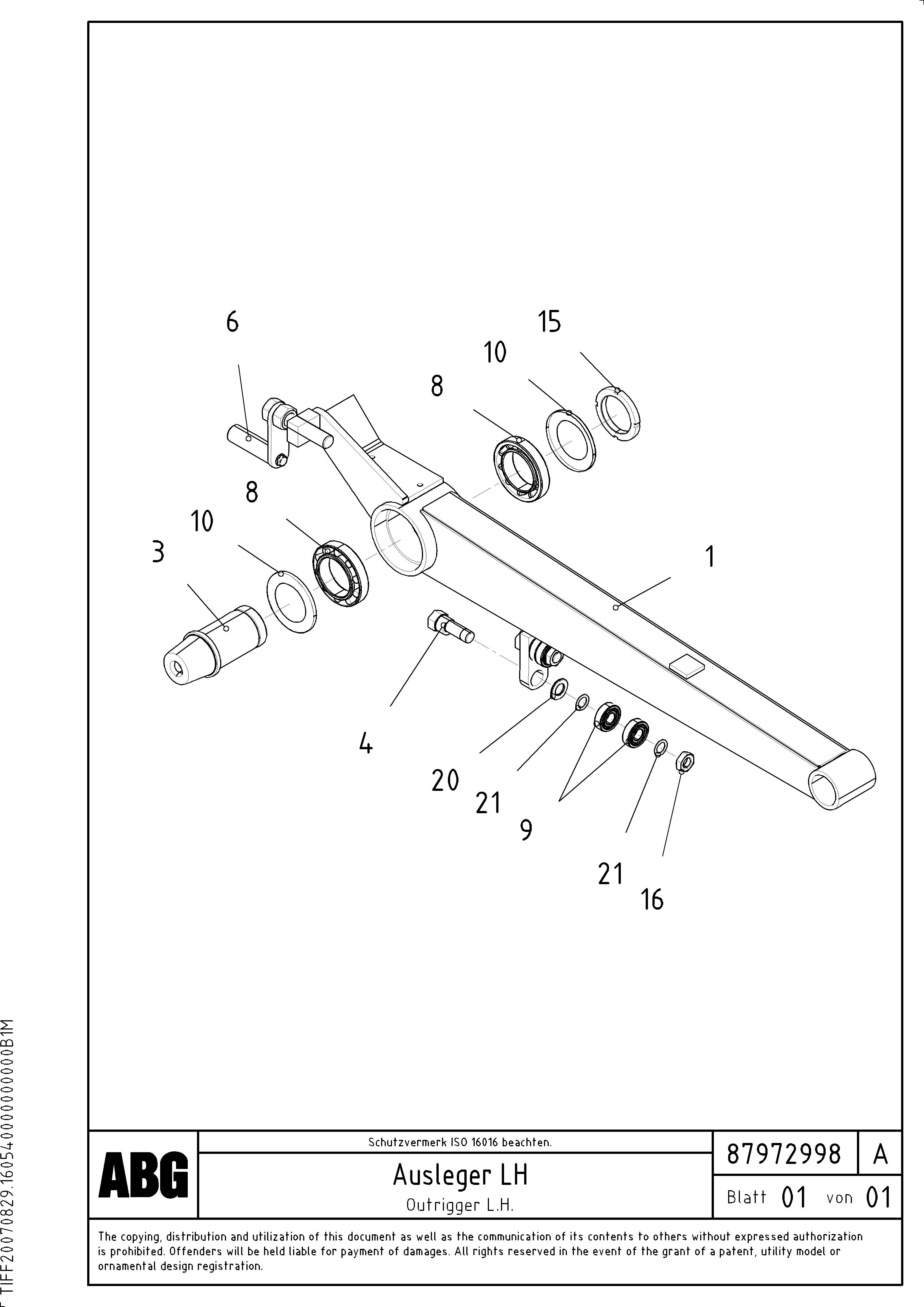 Схема запчастей Volvo ABG2820 - 73222 Outrigger for lateral limitation VB 30 ATT. SCREEDS 1,5 - 4,0M ABG2820