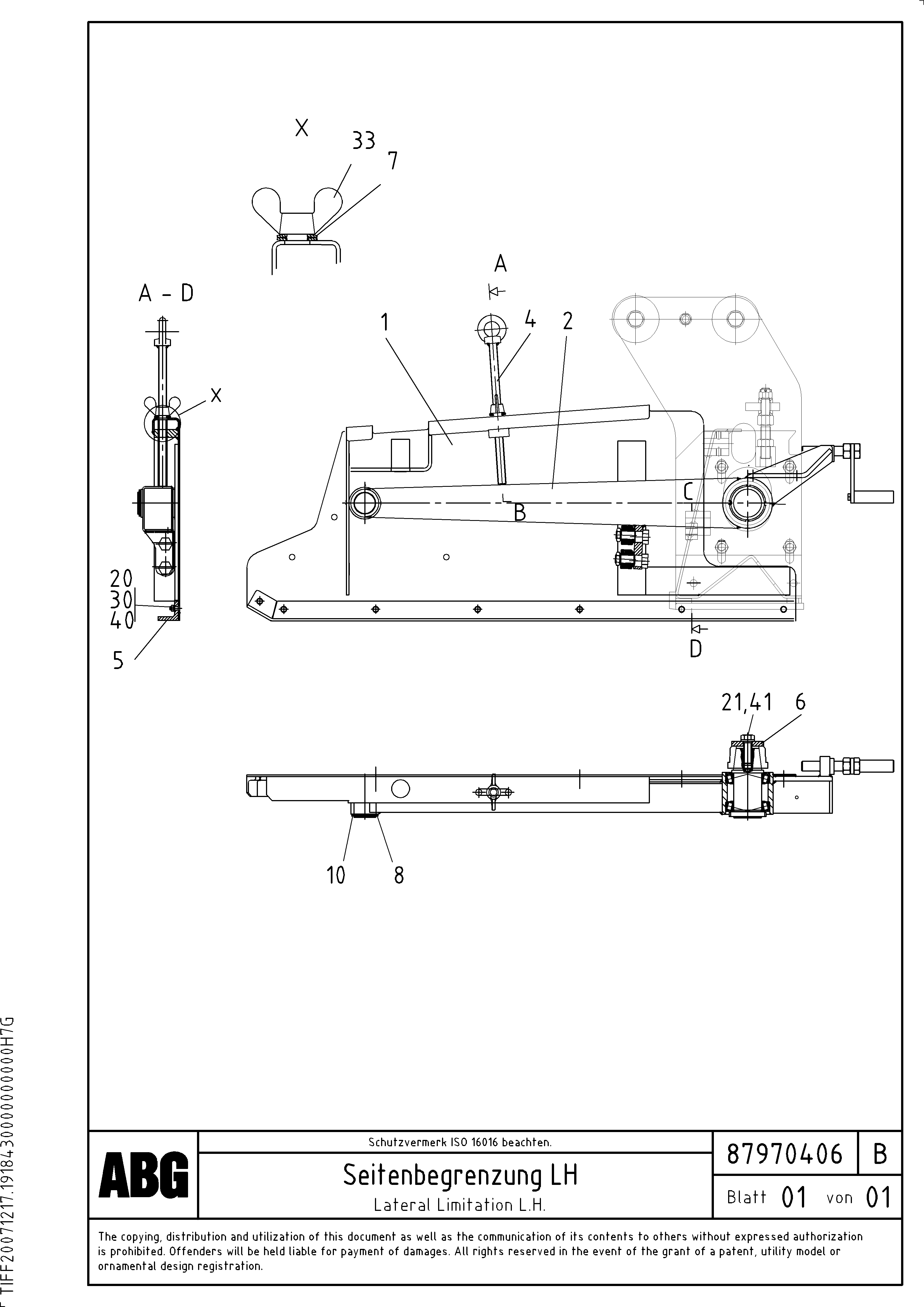 Схема запчастей Volvo ABG2820 - 79651 Lateral limitation VB 30 ATT. SCREEDS 1,5 - 4,0M ABG2820