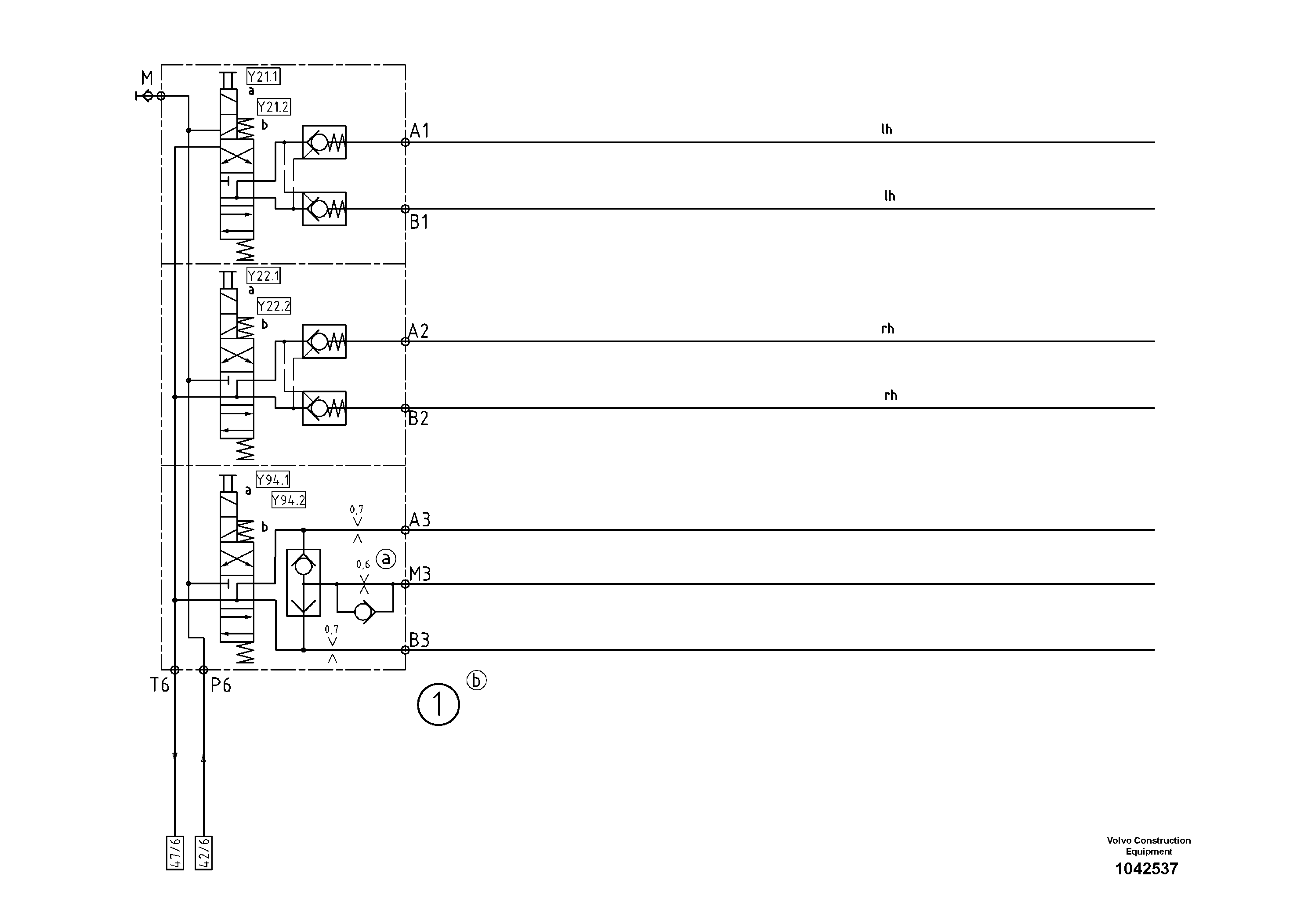 Схема запчастей Volvo ABG5820 - 54957 Hydraulic Diagram ABG5820 S/N 20975 -