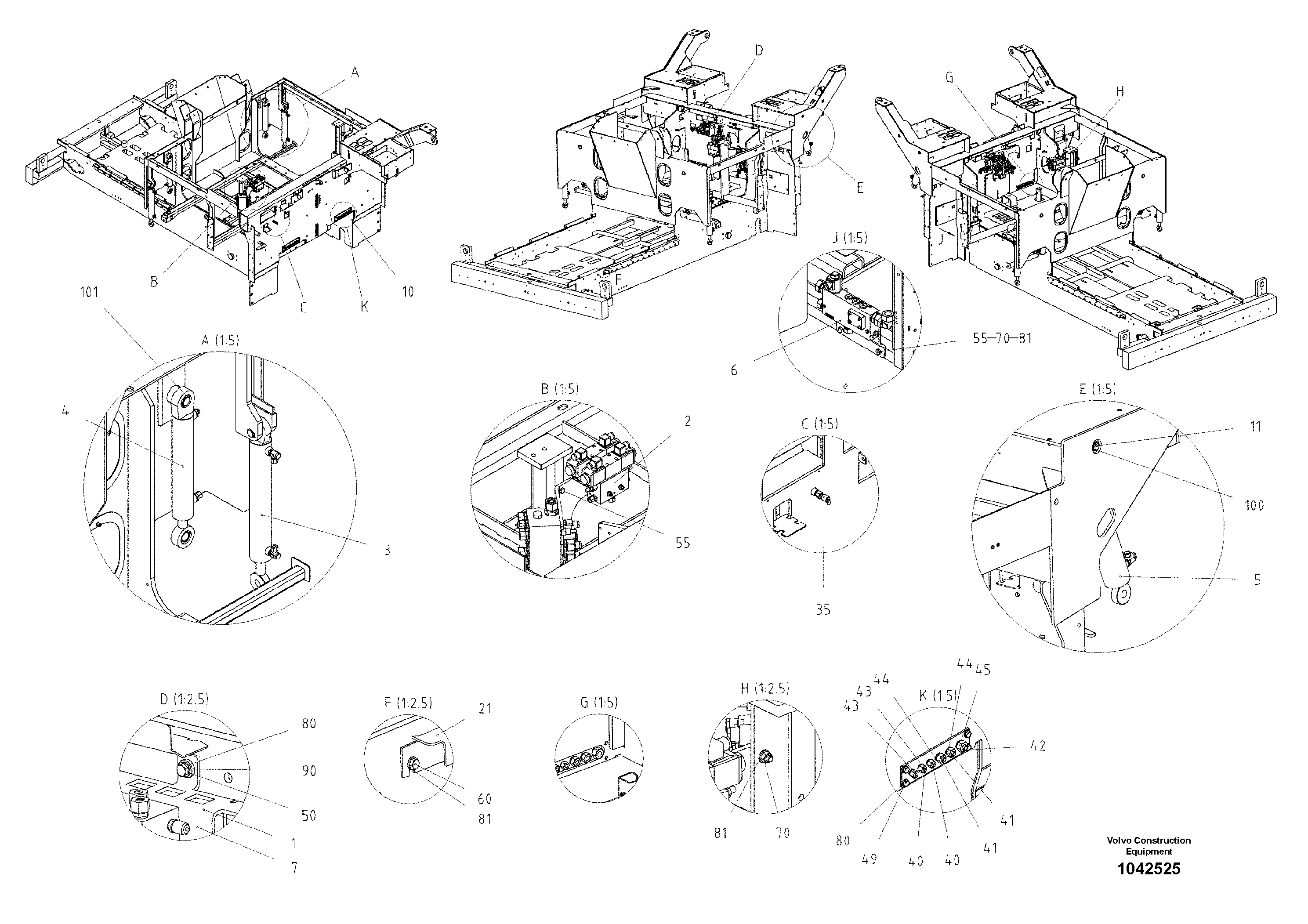 Схема запчастей Volvo ABG5820 - 99864 Valves And Cylinders ABG5820 S/N 20975 -