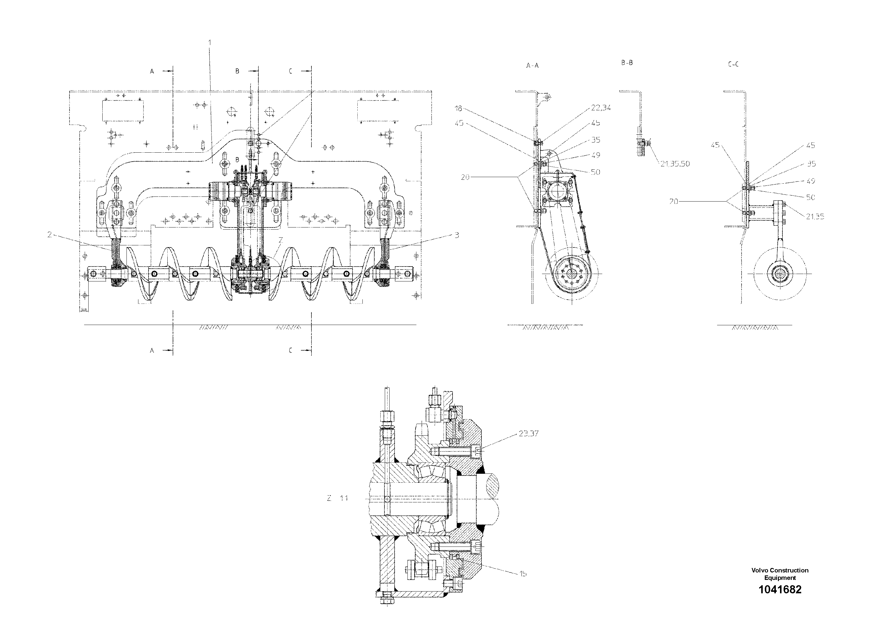 Схема запчастей Volvo ABG5820 - 55391 Basic Auger Center Drive ABG5820 S/N 20975 -