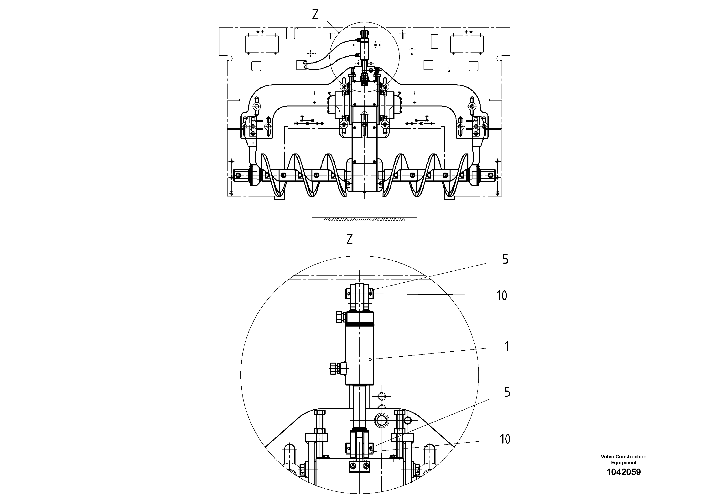 Схема запчастей Volvo ABG5820 - 53110 Cylinder Ground Auger ABG5820 S/N 20975 -
