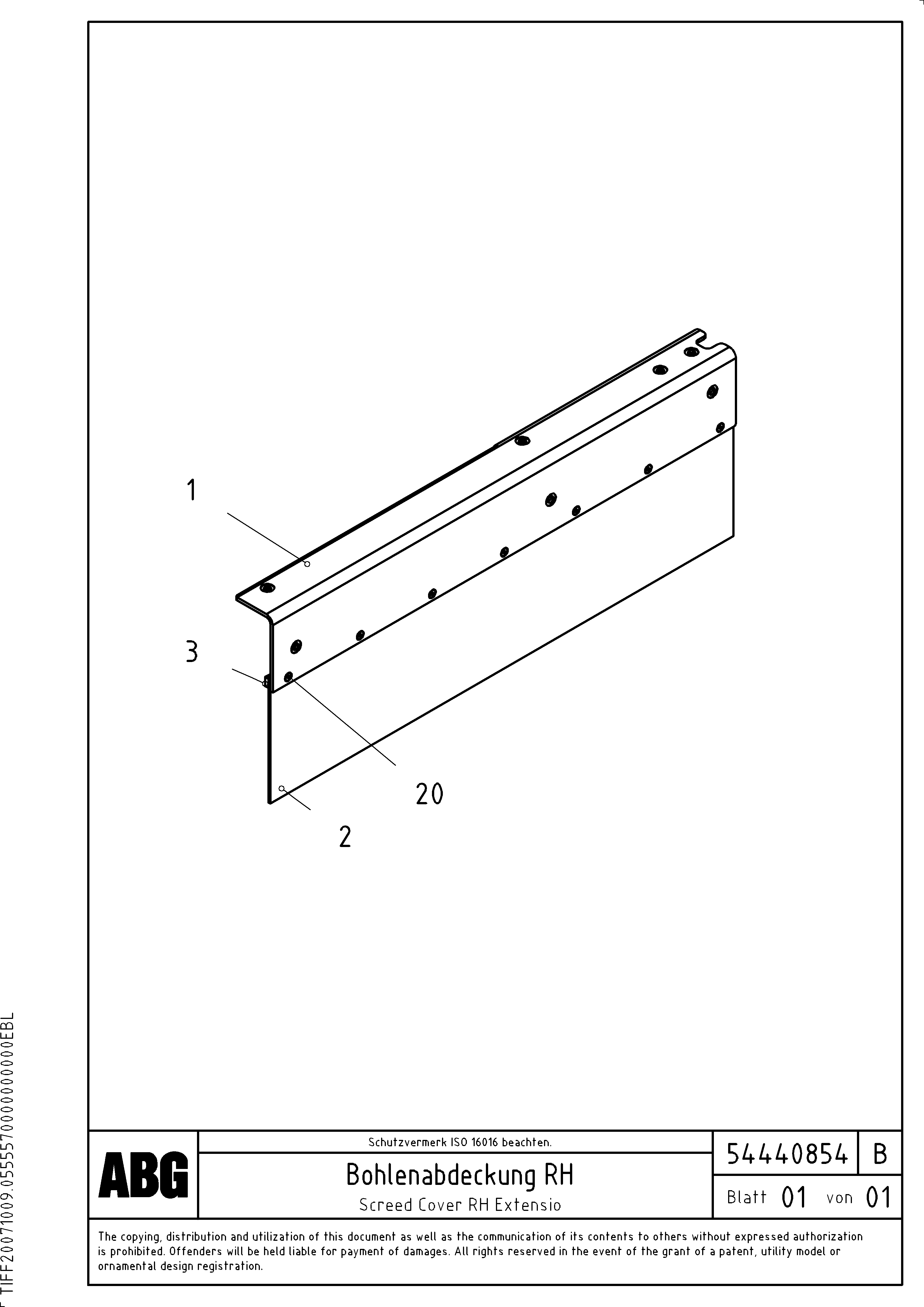 Схема запчастей Volvo ABG5820 - 69069 Screed cover for extandable screed VB-T 78 ETC ATT. SCREEDS 2,5 - 7,5M ABG5820