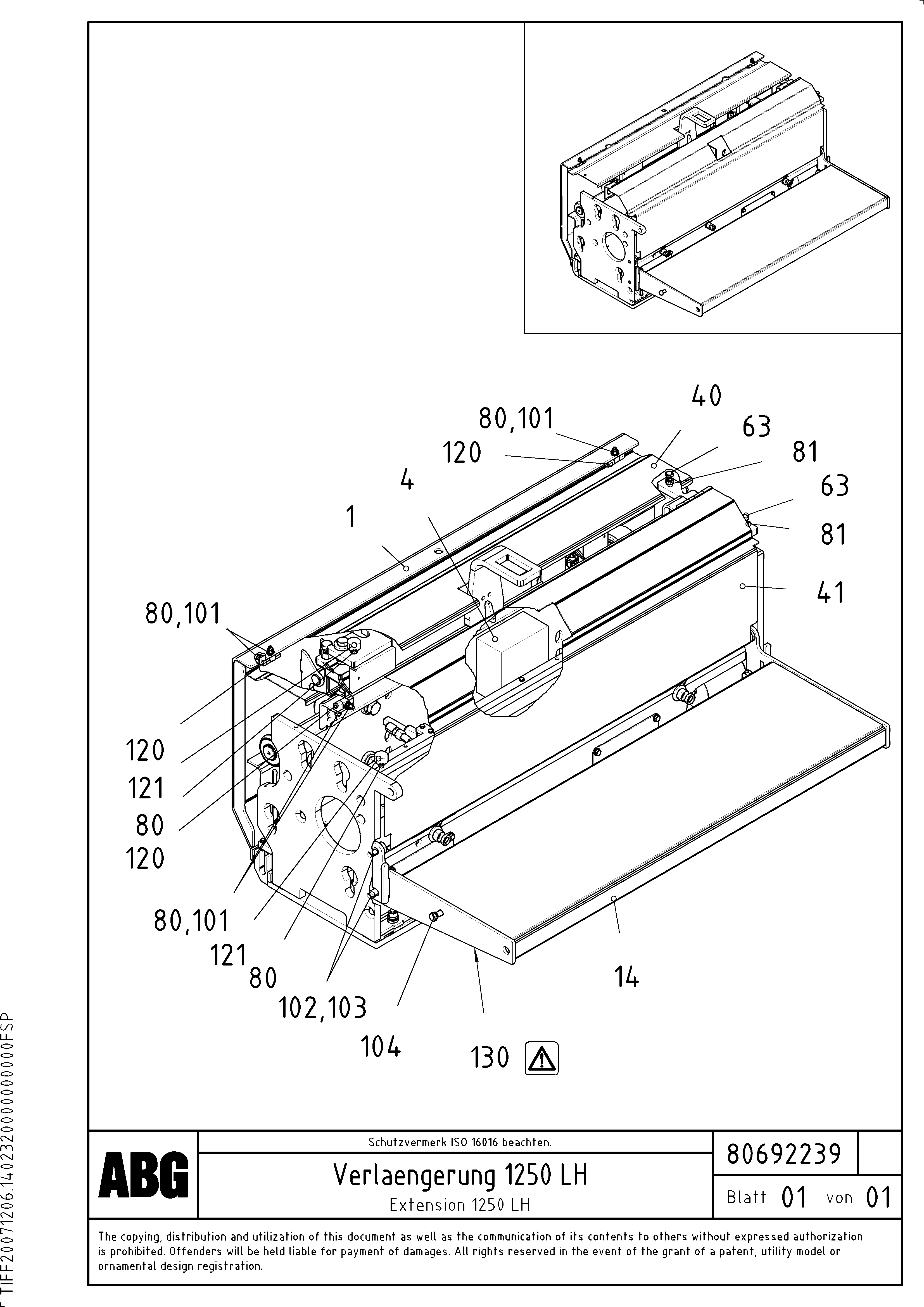 Схема запчастей Volvo ABG5820 - 69998 Extension VB-T 78 ETC ATT. SCREEDS 2,5 - 7,5M ABG5820