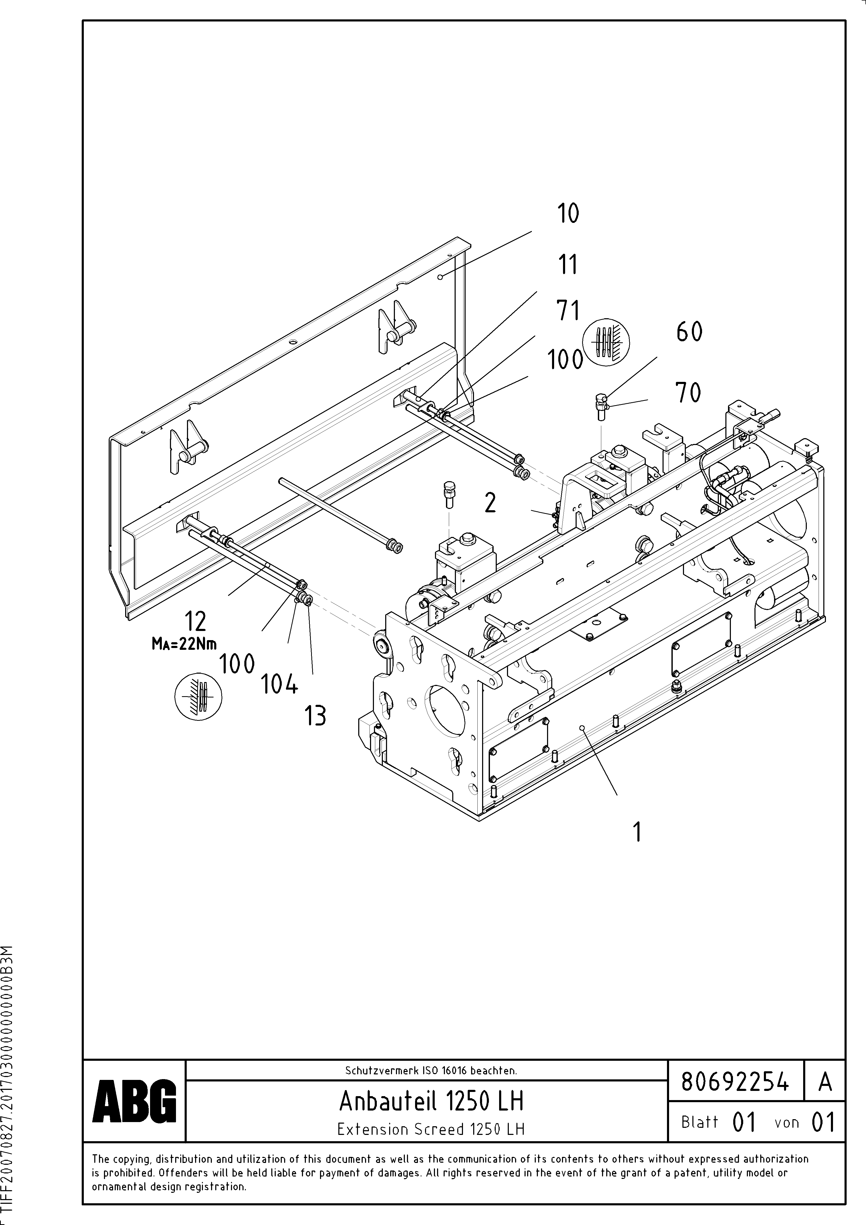 Схема запчастей Volvo ABG5820 - 69999 Deflector for extension VB-T 78 ETC ATT. SCREEDS 2,5 - 7,5M ABG5820