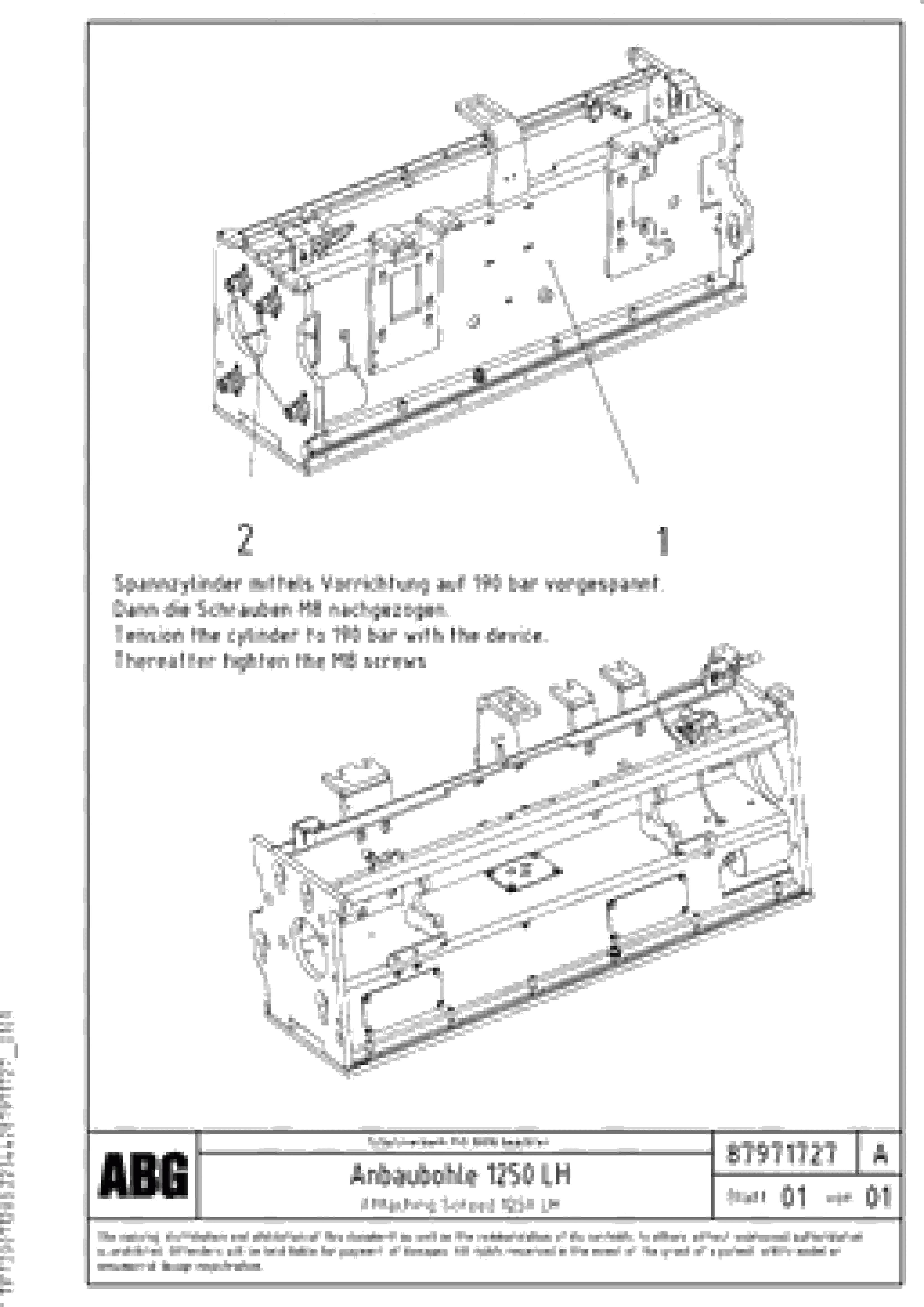 Схема запчастей Volvo ABG5820 - 70000 Attaching screed for extension VB-T 78 ETC ATT. SCREEDS 2,5 - 7,5M ABG5820