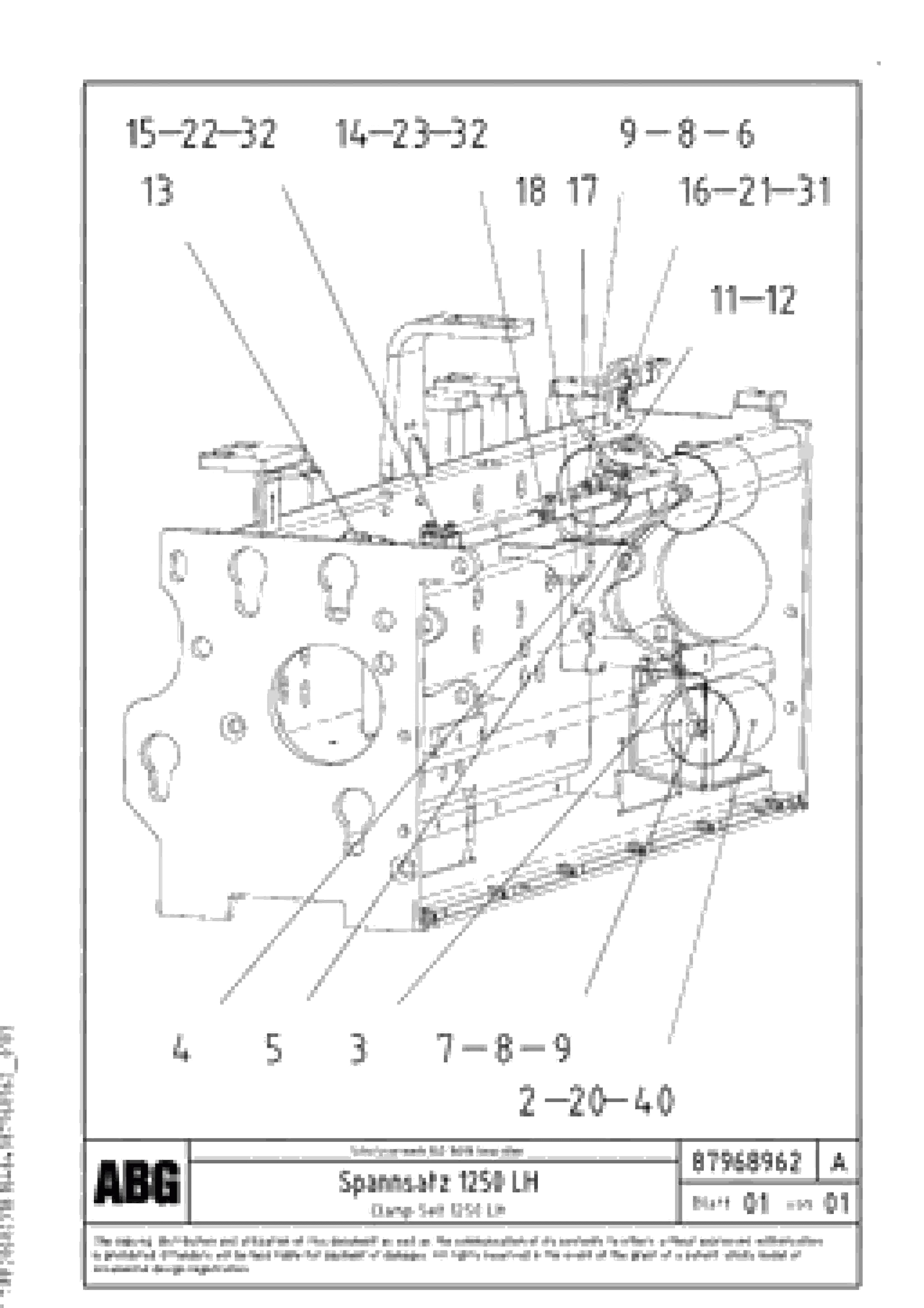 Схема запчастей Volvo ABG5820 - 70002 Clamp set for extension VB-T 78 ETC ATT. SCREEDS 2,5 - 7,5M ABG5820