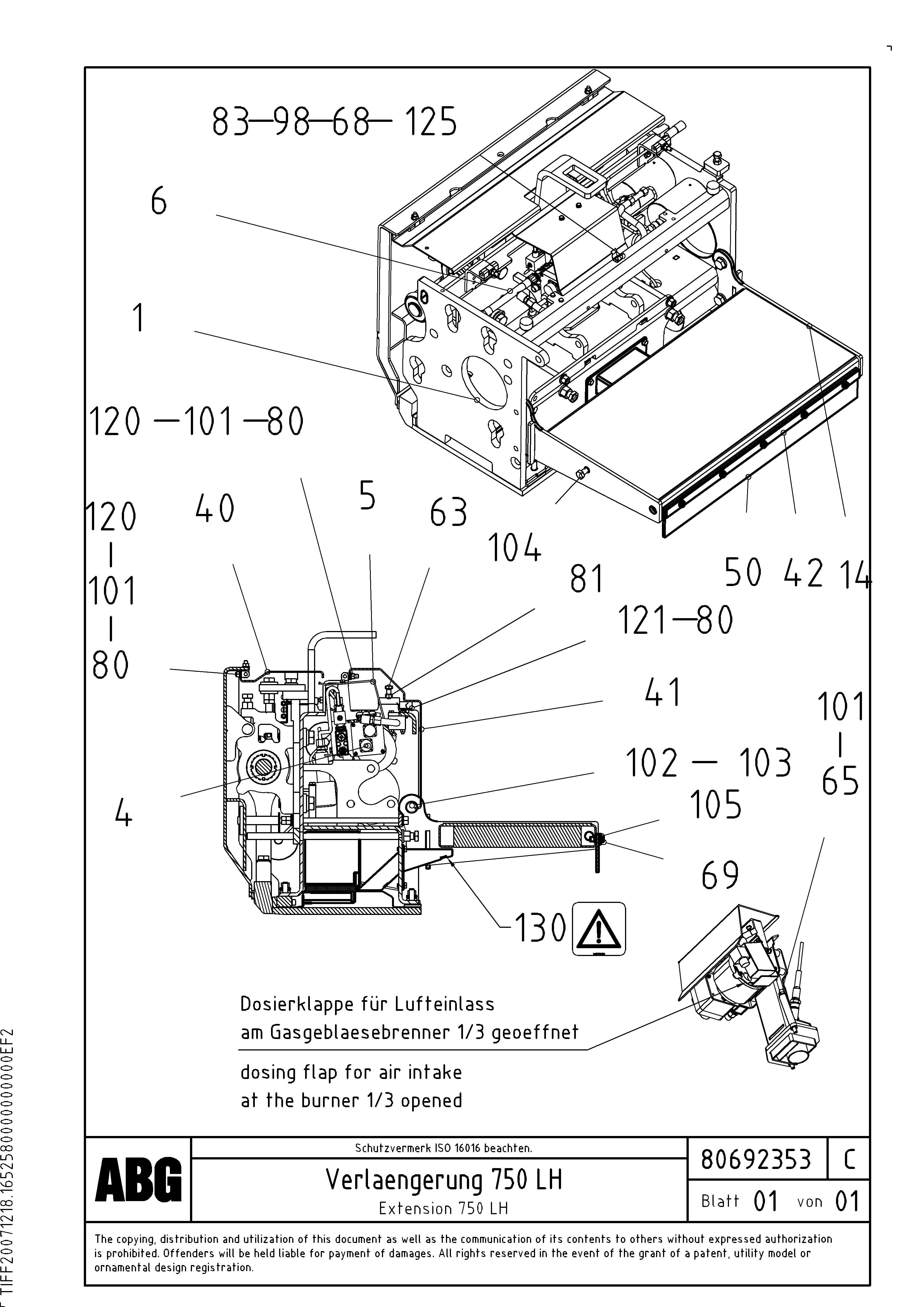 Схема запчастей Volvo ABG5820 - 63273 Extension VB-T 78 GTC ATT. SCREEDS 2,5 - 8,0M ABG5820