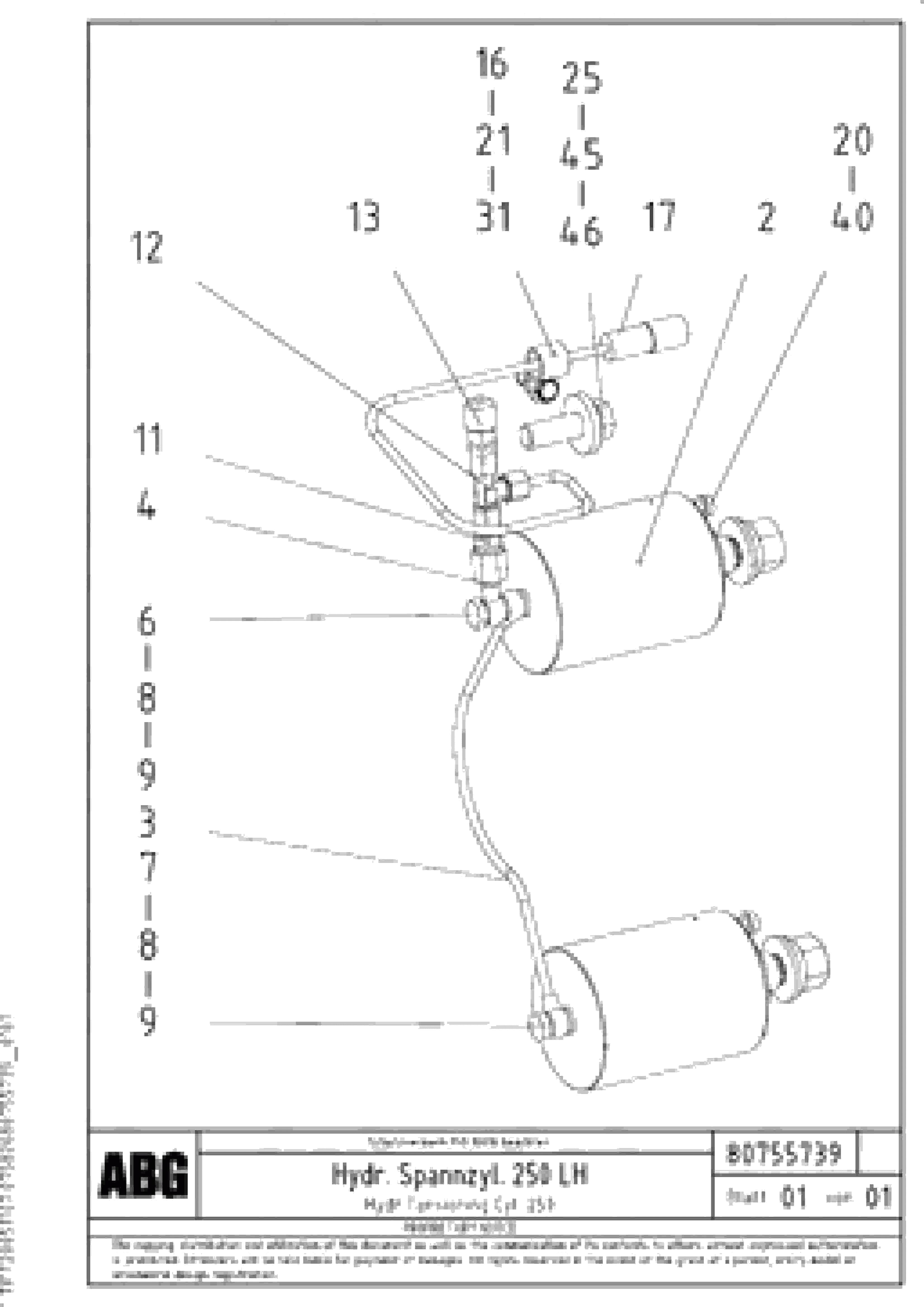 Схема запчастей Volvo ABG5820 - 12344 Hydr. tensioning cylinder for extension VB 78 ETC ATT. SCREED 2,5 - 9,0 M ABG5820/6820/7820/7820B