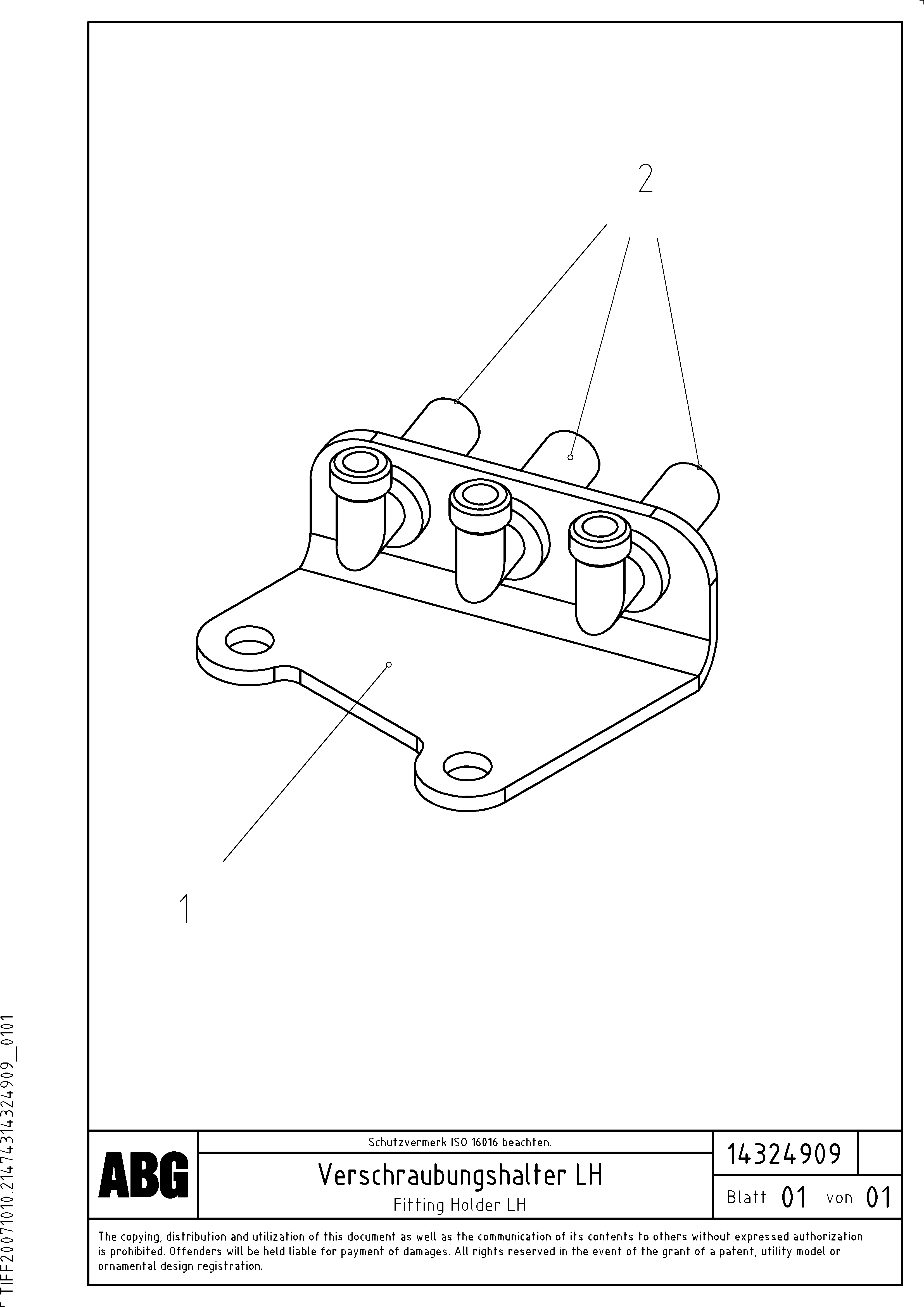 Схема запчастей Volvo ABG5820 - 63141 Fitting holder for hight adjustment/extendable screed VB-T 78 GTC ATT. SCREEDS 2,5 - 8,0M ABG5820
