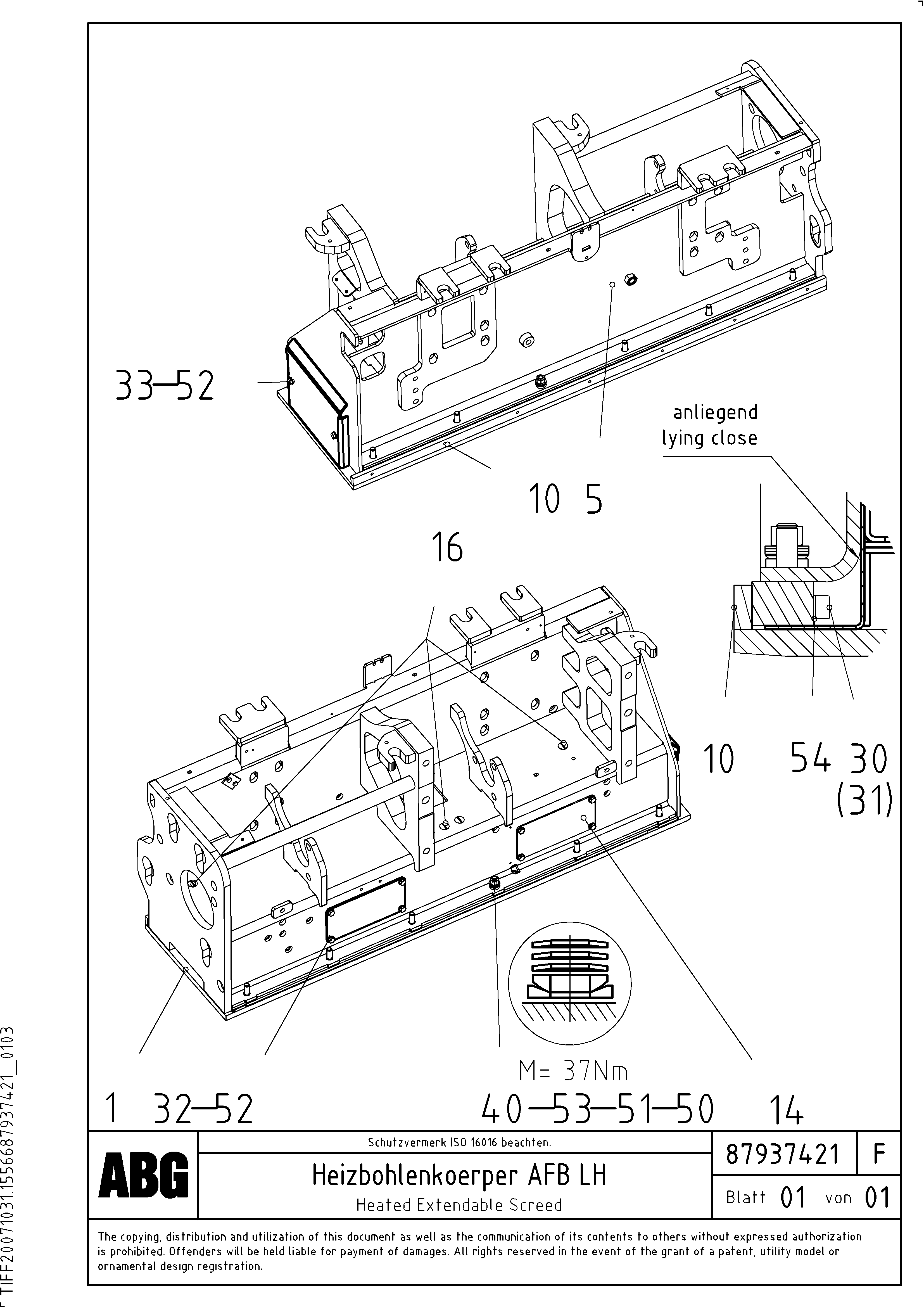 Схема запчастей Volvo ABG5820 - 63155 Heated body for extendable screed VB-T 78 GTC ATT. SCREEDS 2,5 - 8,0M ABG5820