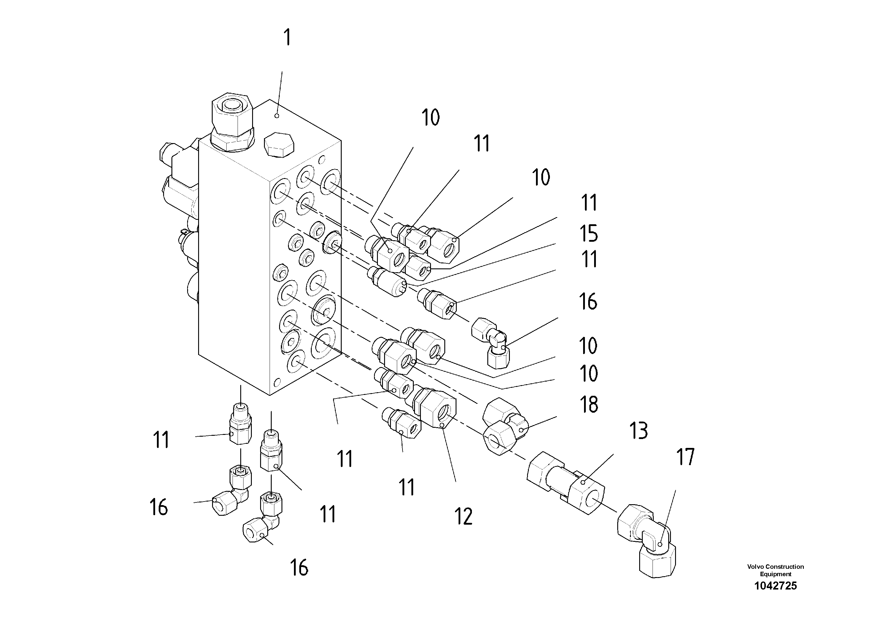 Схема запчастей Volvo ABG6820 - 60821 Valve block cylinders ABG6820 S/N 20836 -