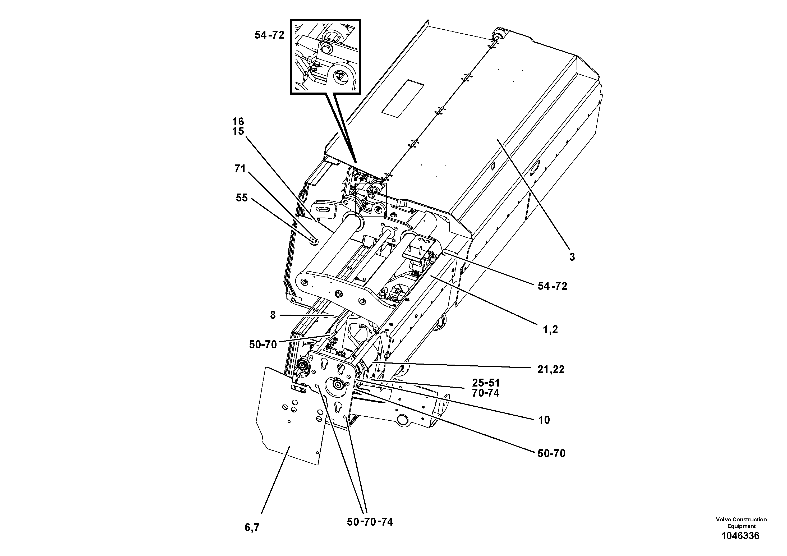 Схема запчастей Volvo ABG6820 - 46910 Final assembly on basic and extendable screeds VB 78 ETC ATT. SCREED 2,5 - 9,0 M ABG5820/6820/7820/7820B