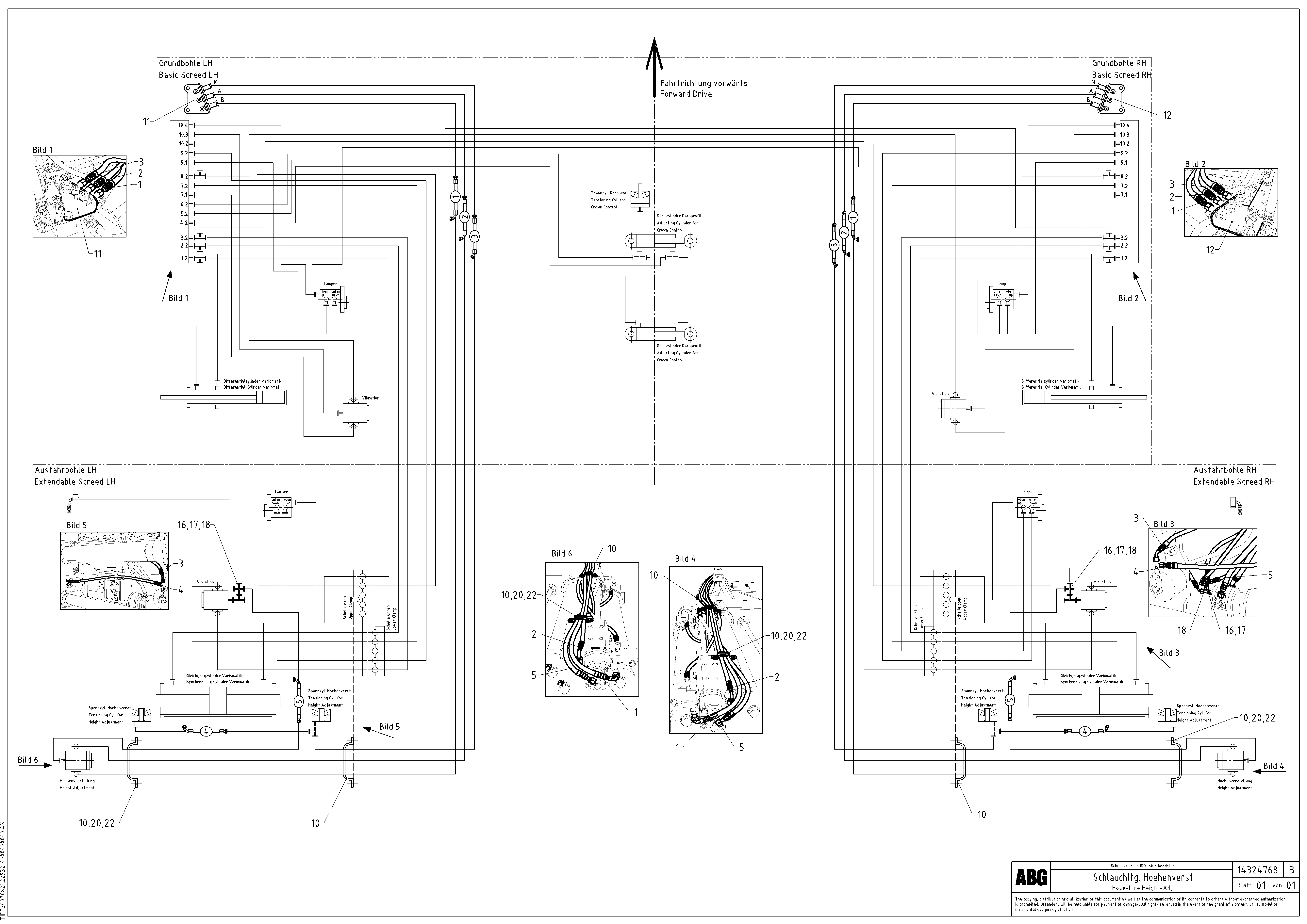 Схема запчастей Volvo ABG6820 - 83035 Hose-line, height-adjustment on basic and extandable screed VDT-V 78 ETC ATT. SCREED 2,5 - 9,0 M ABG6820, ABG7820/ABG7820B
