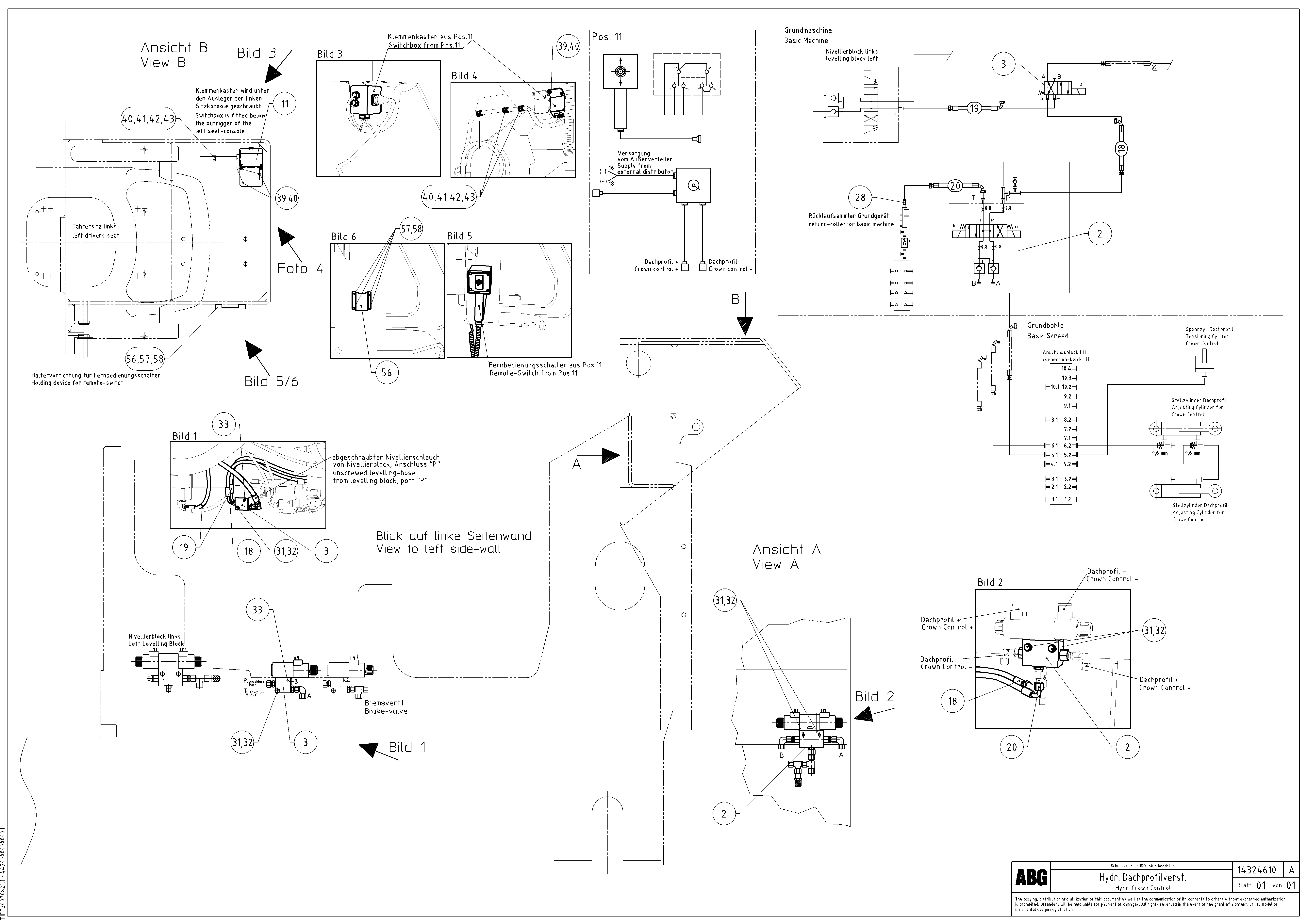 Схема запчастей Volvo ABG6820 - 78672 Hydraulic crown control VB 88 ETC ATT. SCREED 3,0 - 10,0M ABG6820, ABG7820/ABG7820B