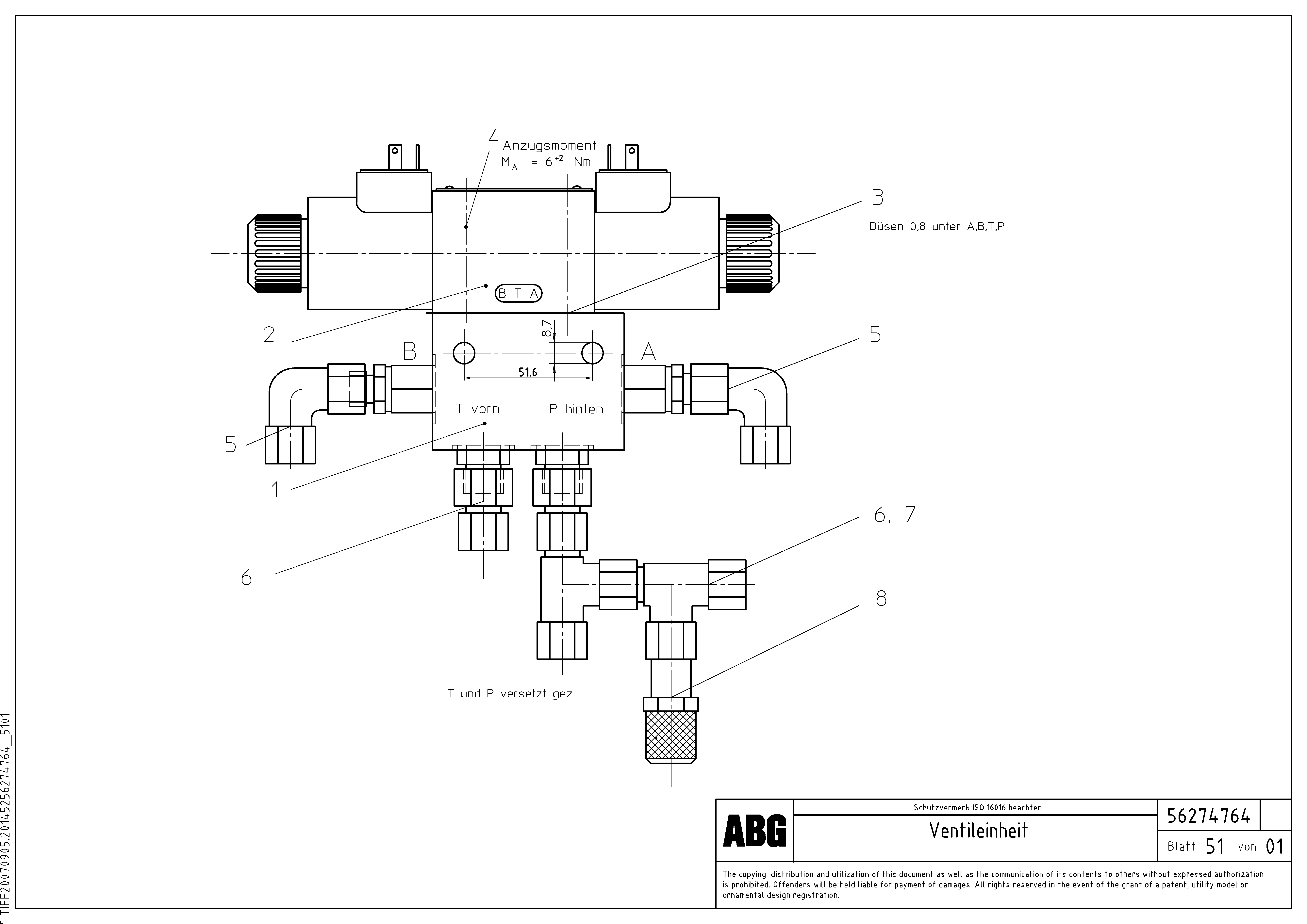 Схема запчастей Volvo ABG6820 - 80551 Valve block for hydraulic crown adjustment VB 88 ETC ATT. SCREED 3,0 - 10,0M ABG6820, ABG7820/ABG7820B