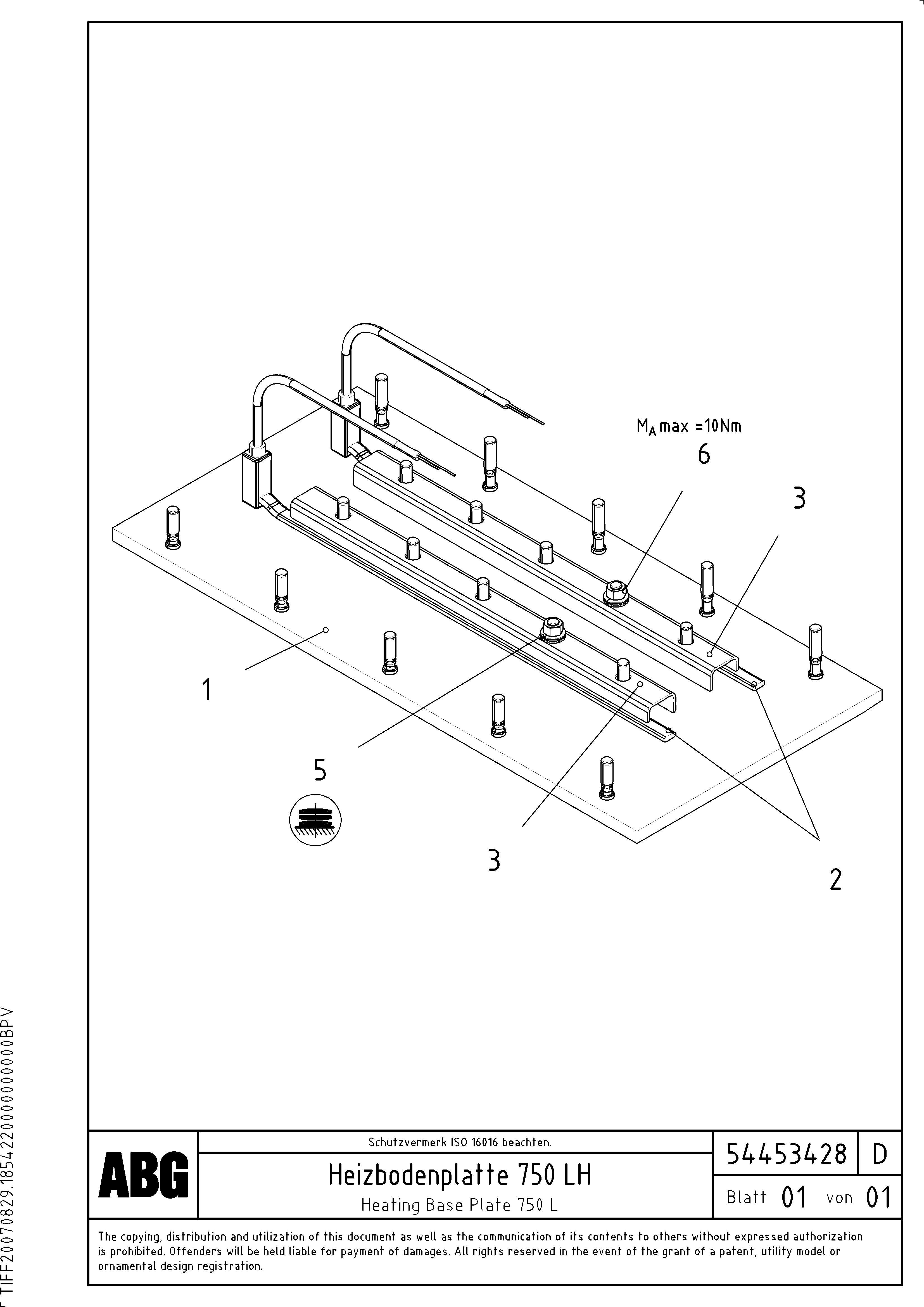 Схема запчастей Volvo ABG6820 - 74653 Heated base plate for extension VB 88 ETC ATT. SCREED 3,0 - 10,0M ABG6820, ABG7820/ABG7820B