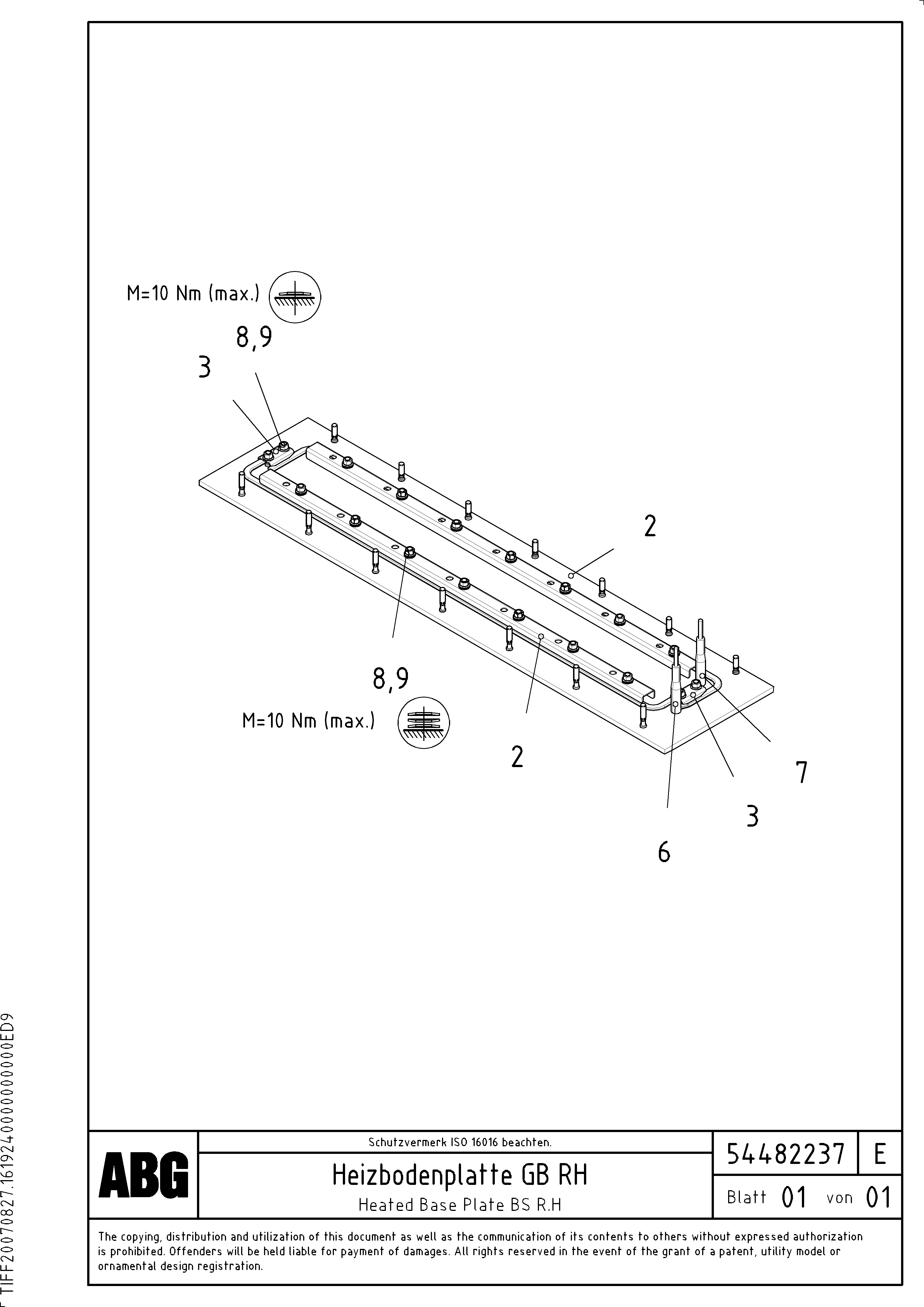 Схема запчастей Volvo ABG6820 - 91996 Heated screed plate for basic screed VB 88 ETC ATT. SCREED 3,0 - 10,0M ABG6820, ABG7820/ABG7820B