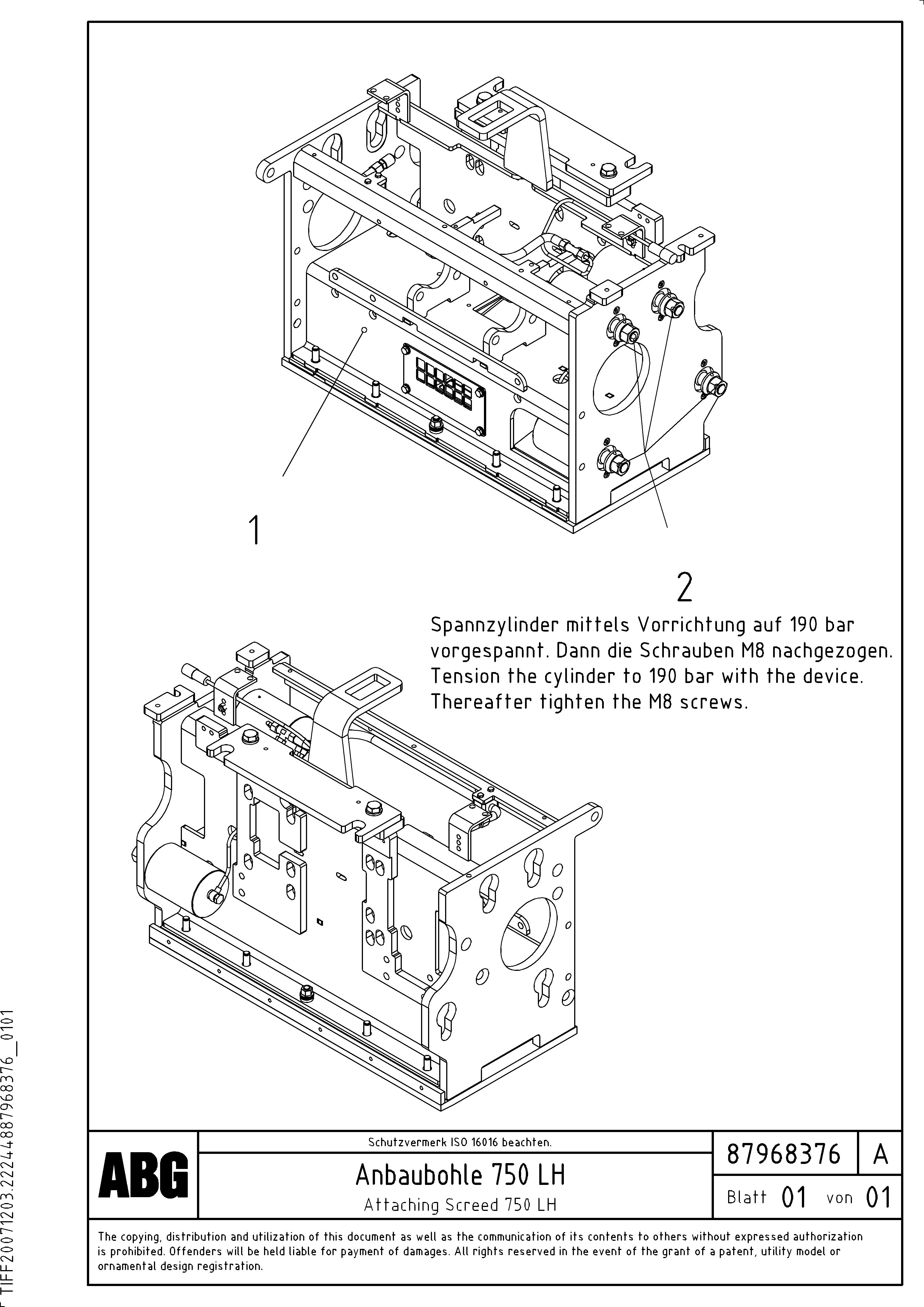 Схема запчастей Volvo ABG6820 - 77013 Attaching screed for extension VB 78 GTC ATT. SCREEDS 2,5 - 9,0M ABG5820/6820/7820/7820B