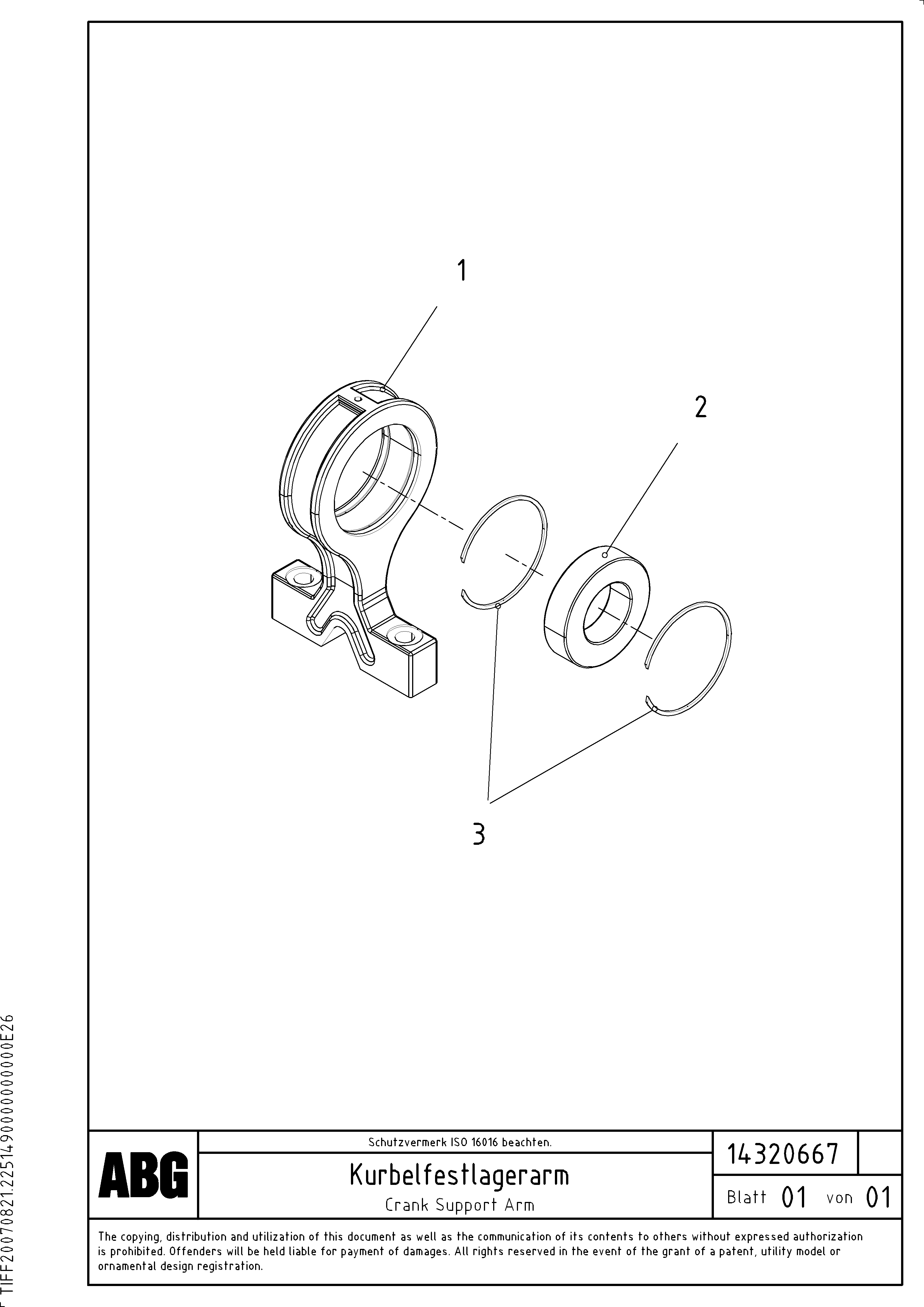 Схема запчастей Volvo ABG6820 - 57450 Crank support arm for drive shaft VDT-V 78 GTC ATT. SCREEDS 2,5 - 9,0M ABG6820,ABG7820,ABG7820B