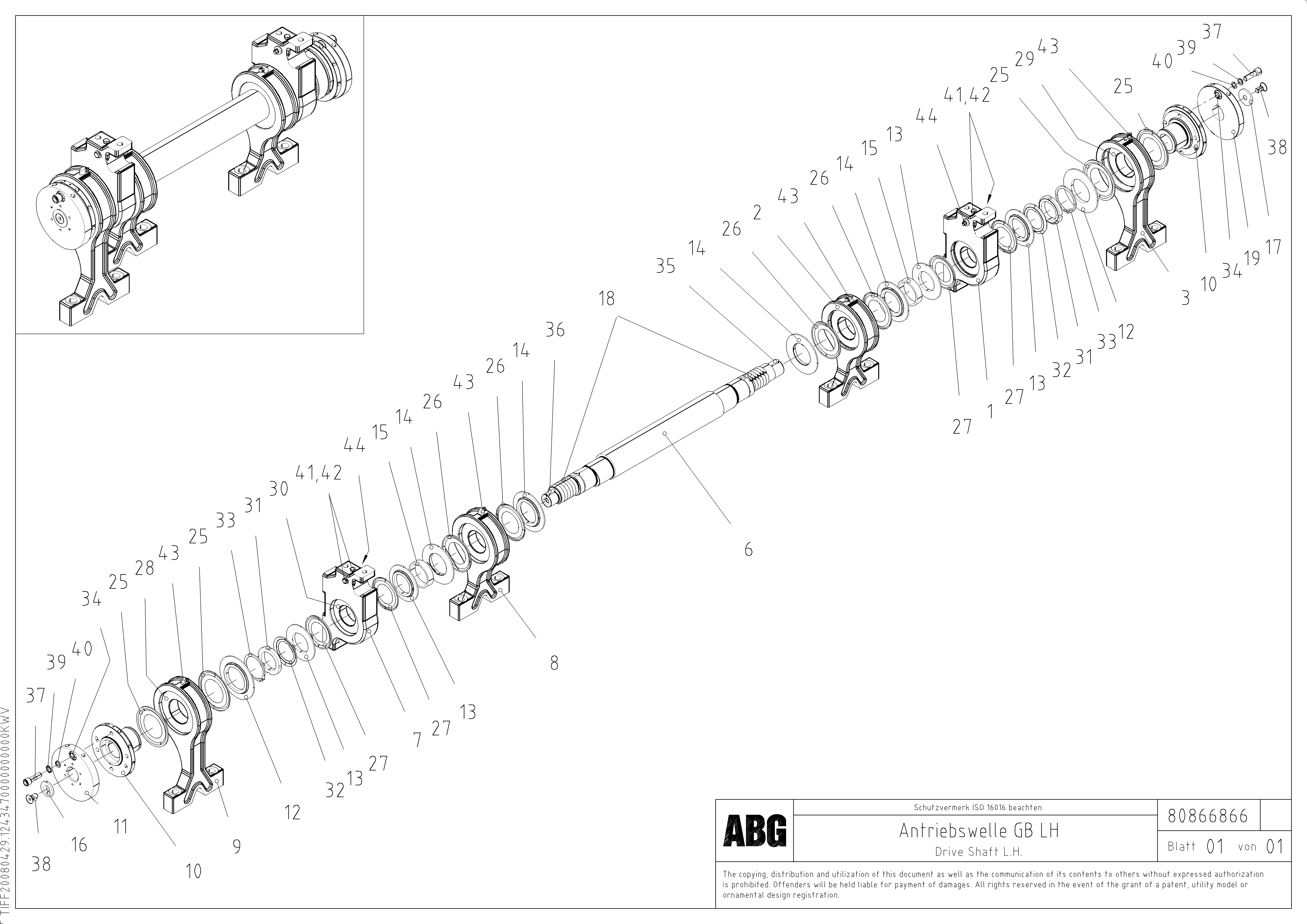 Схема запчастей Volvo ABG6820 - 60136 Tamper drive shaft for tamper/basic screed VDT-V 78 GTC ATT. SCREEDS 2,5 - 9,0M ABG6820,ABG7820,ABG7820B