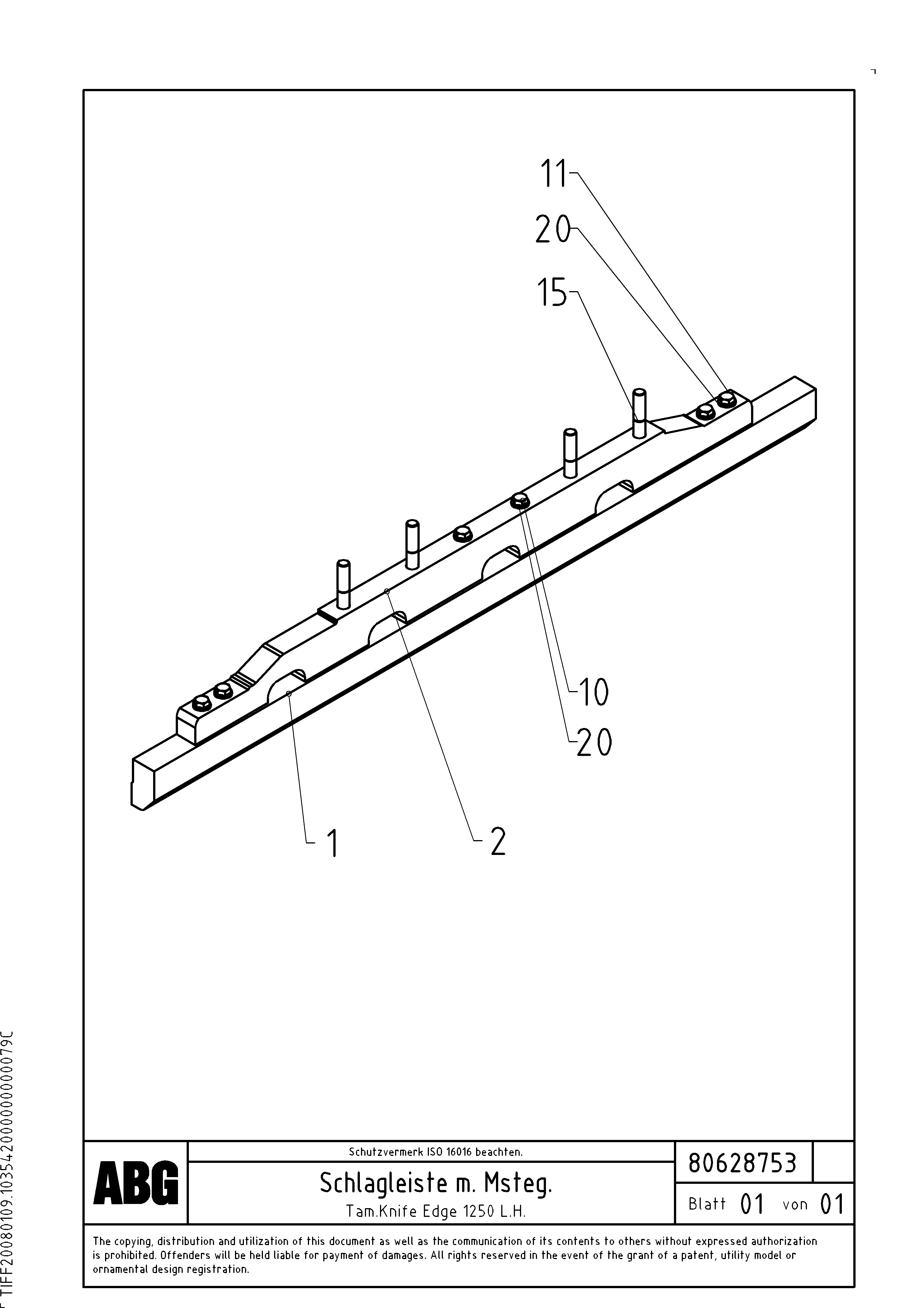 Схема запчастей Volvo ABG6820 - 69940 Tamper knife edge with heating, for extension VDT-V 78 GTC ATT. SCREEDS 2,5 - 9,0M ABG6820,ABG7820,ABG7820B