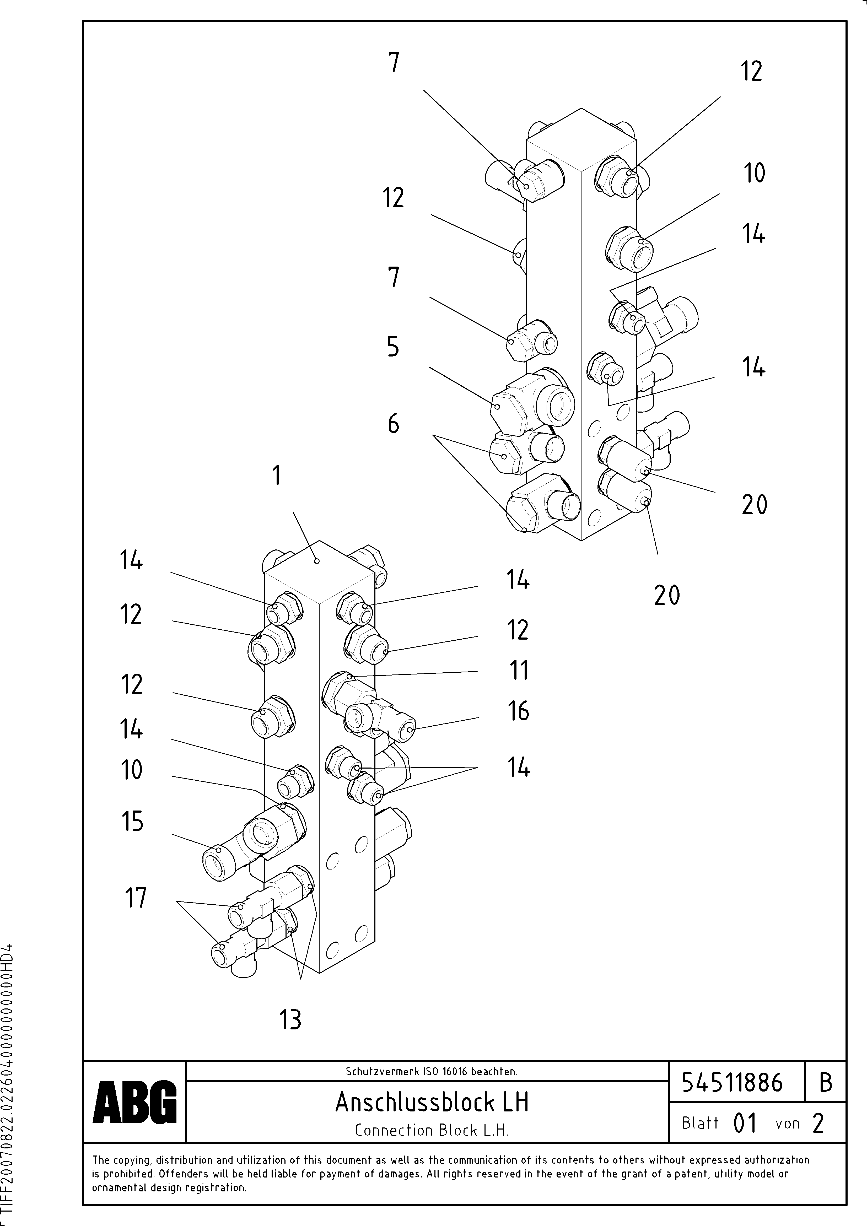 Схема запчастей Volvo ABG6820 - 69644 Connection block on basic screed VB-T 78 ETC ATT. SCREEDS 2,5 - 8,0M ABG6820