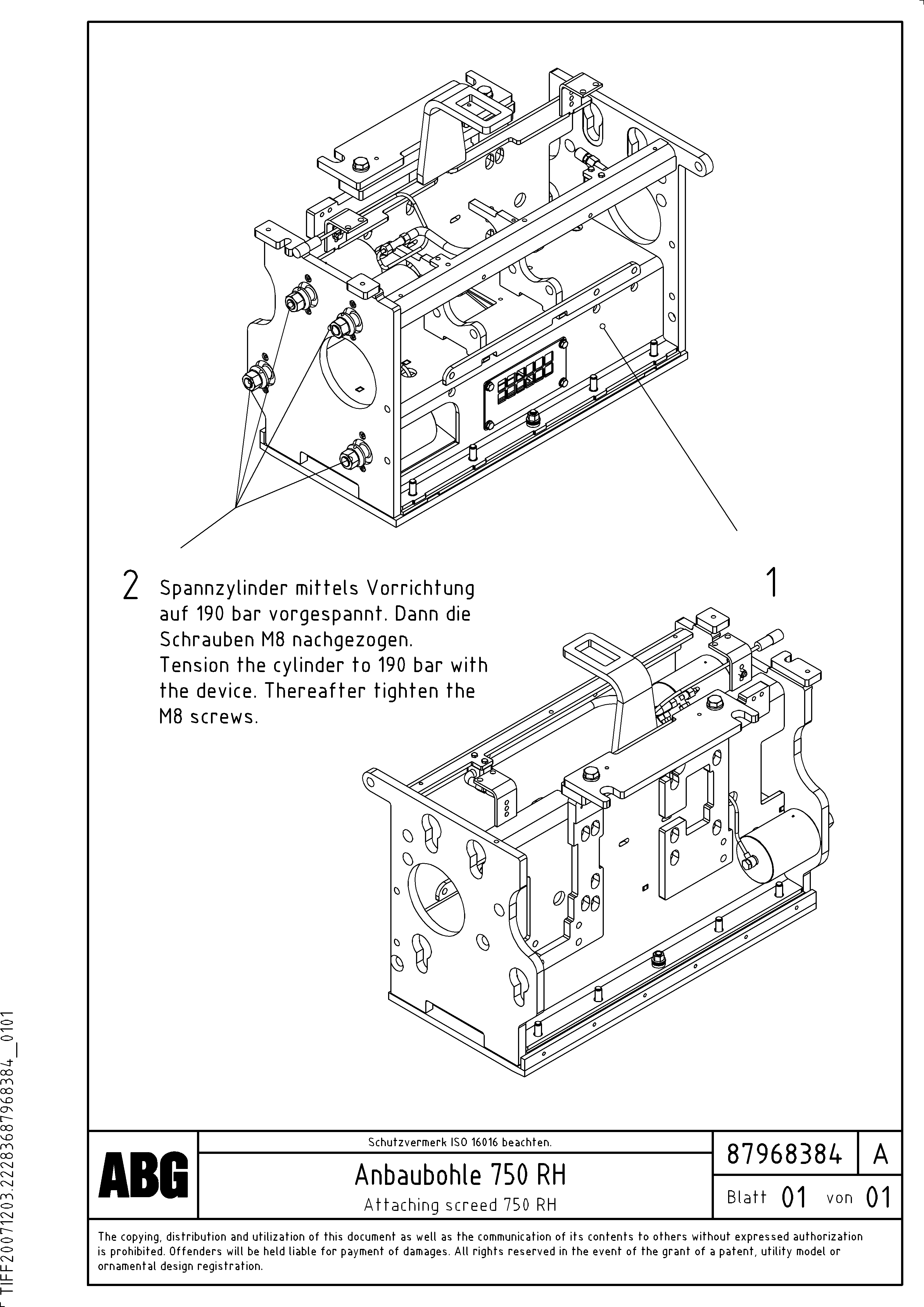 Схема запчастей Volvo ABG6820 - 64897 Attaching screed for extension VB-T 78 GTC ATT. SCREEDS 2,5 - 8,0M ABG6820