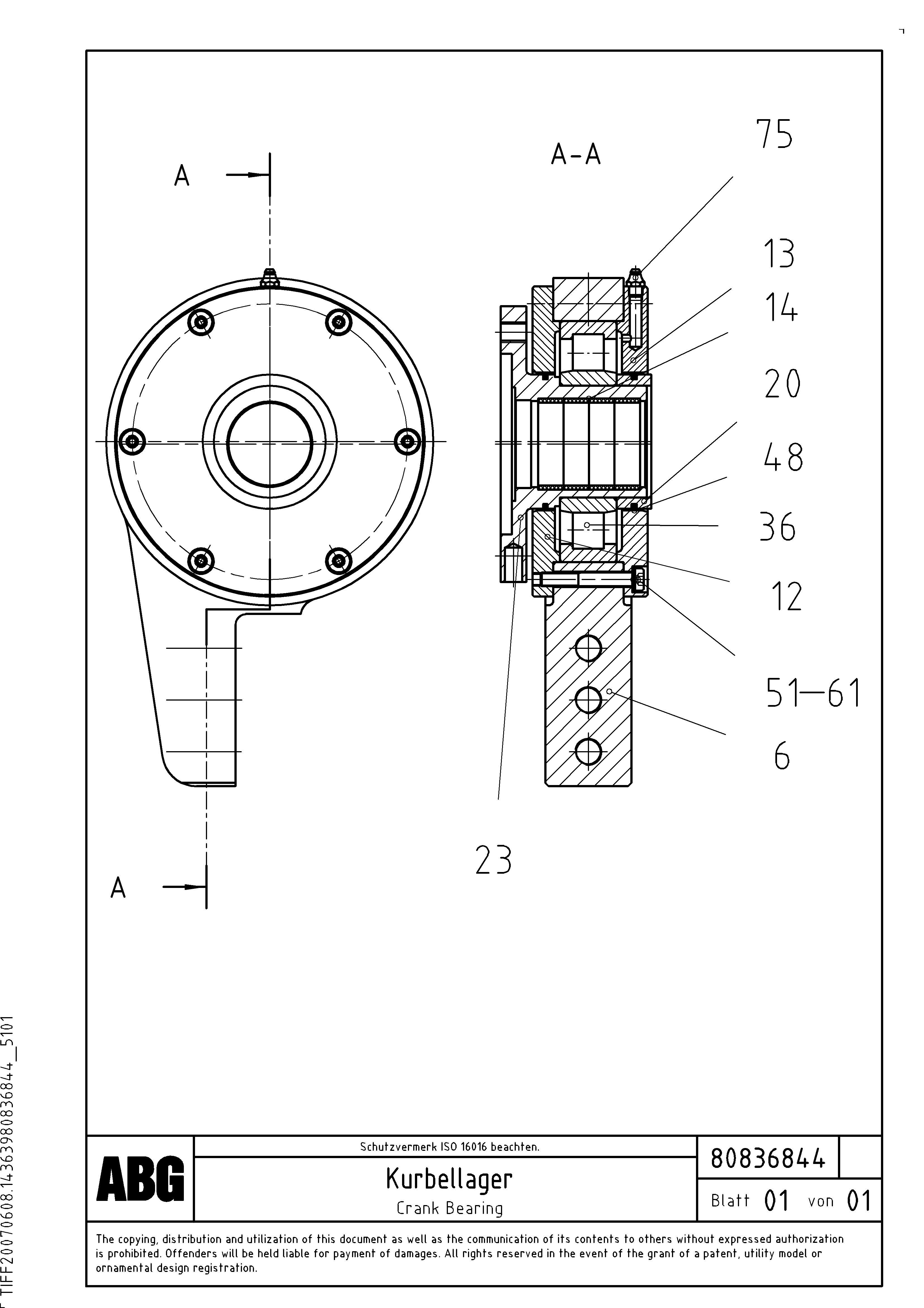 Схема запчастей Volvo ABG6820 - 73356 Crank bearing for extension MB 122 ATT. SCREEDS 2,5 - 8,0M ABG6820