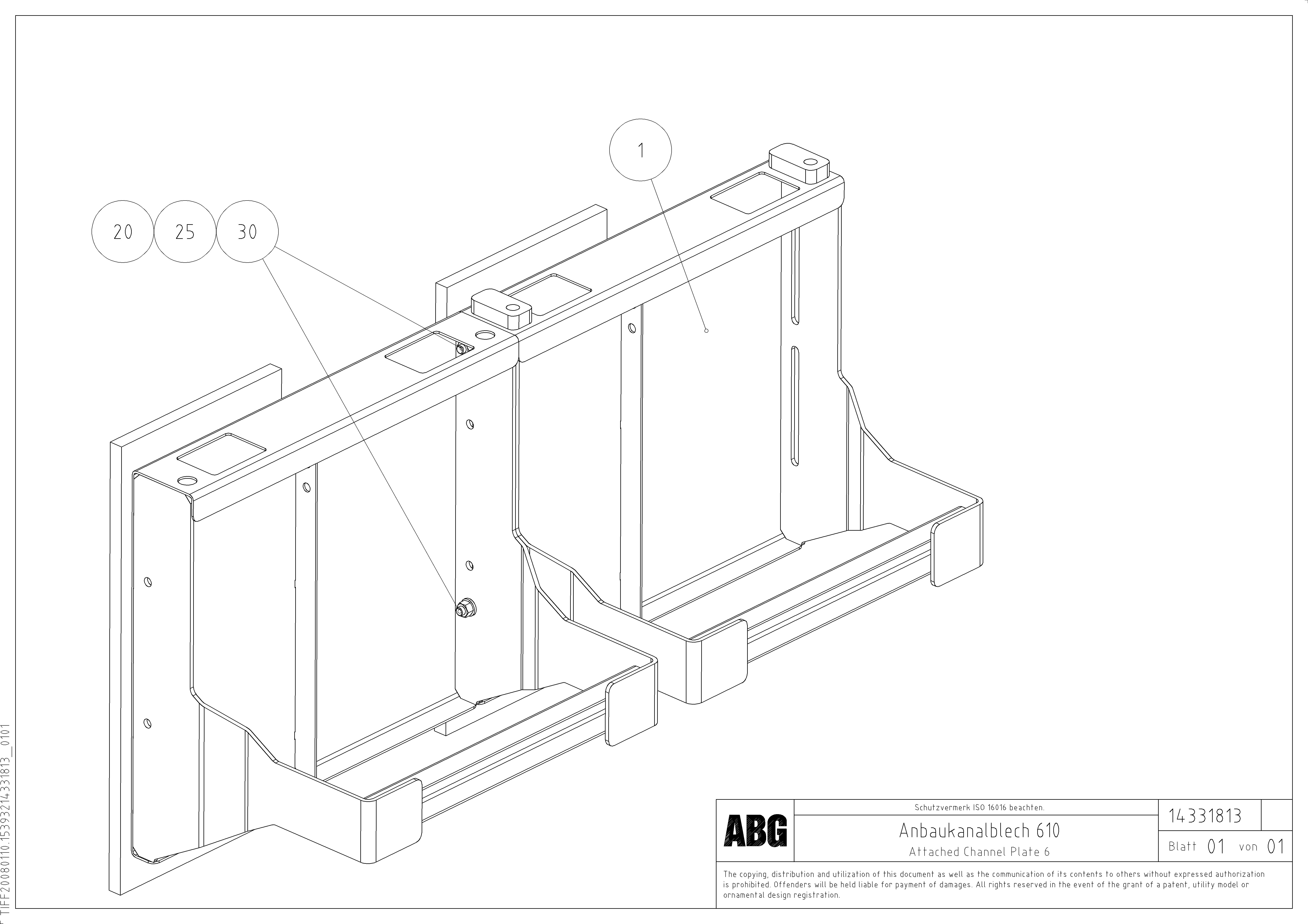 Схема запчастей Volvo ABG6820 - 70936 Attached channel plate 610 VB 78 ETC ATT. SCREED 2,5 - 9,0 M ABG5820/6820/7820/7820B