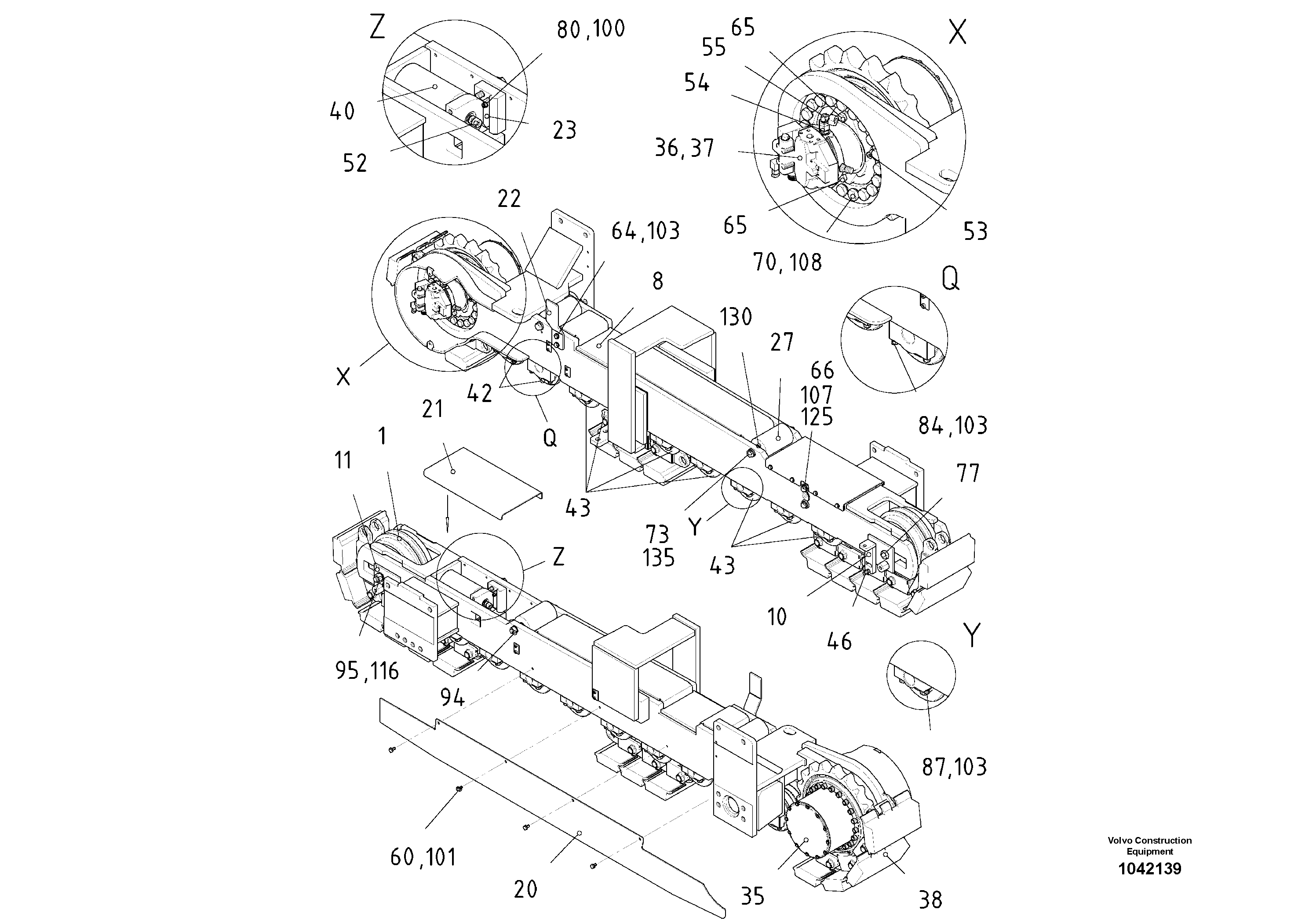 Схема запчастей Volvo ABG6820 - 65735 Crawler unit ABG6820 S/N 20836 -