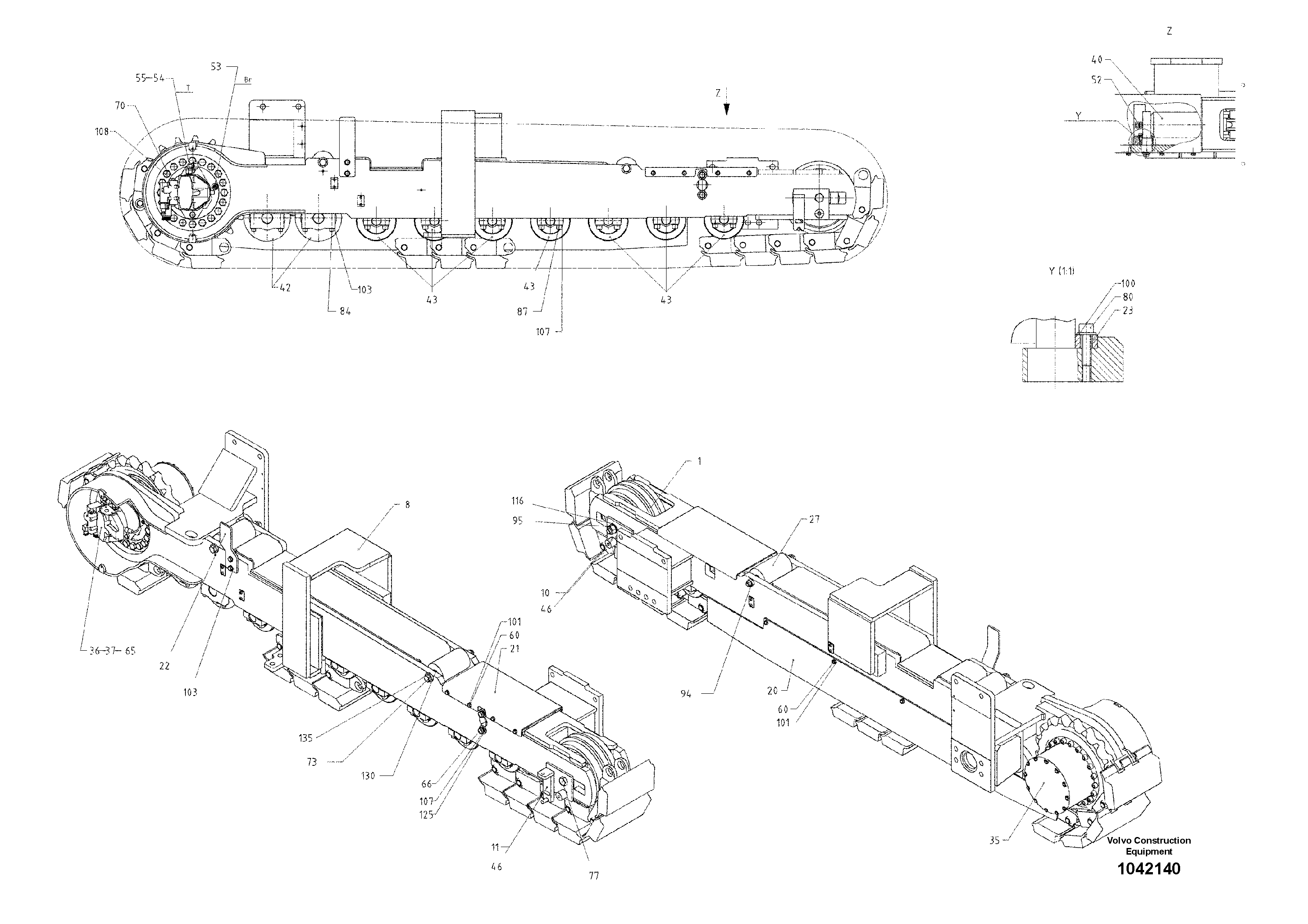 Схема запчастей Volvo ABG6820 - 65736 Crawler unit ABG6820 S/N 20836 -