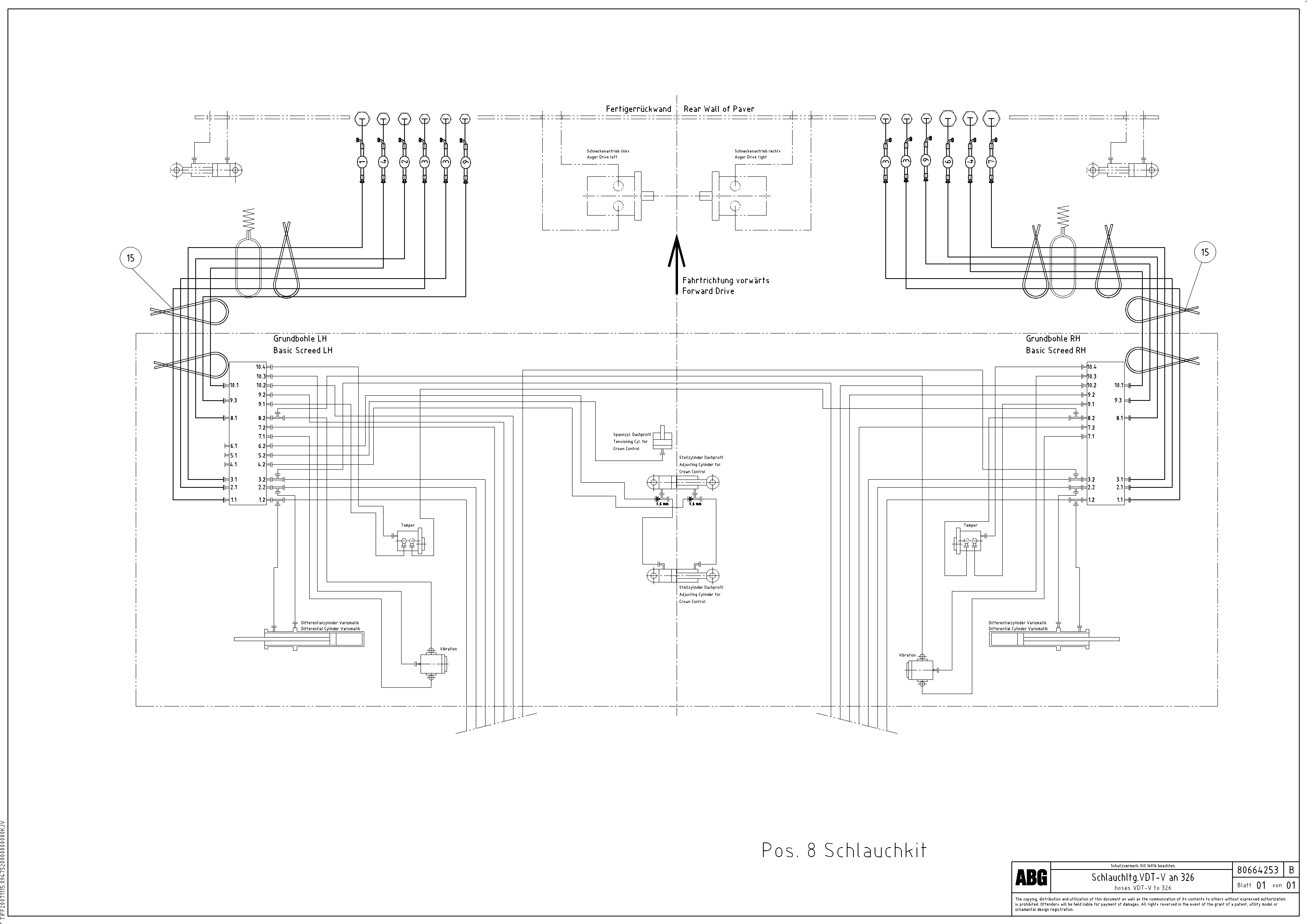 Схема запчастей Volvo ABG6820 - 18979 Hose line from paver to connection block VDT-V 78 GTC ATT. SCREEDS 2,5 - 9,0M ABG6820,ABG7820,ABG7820B