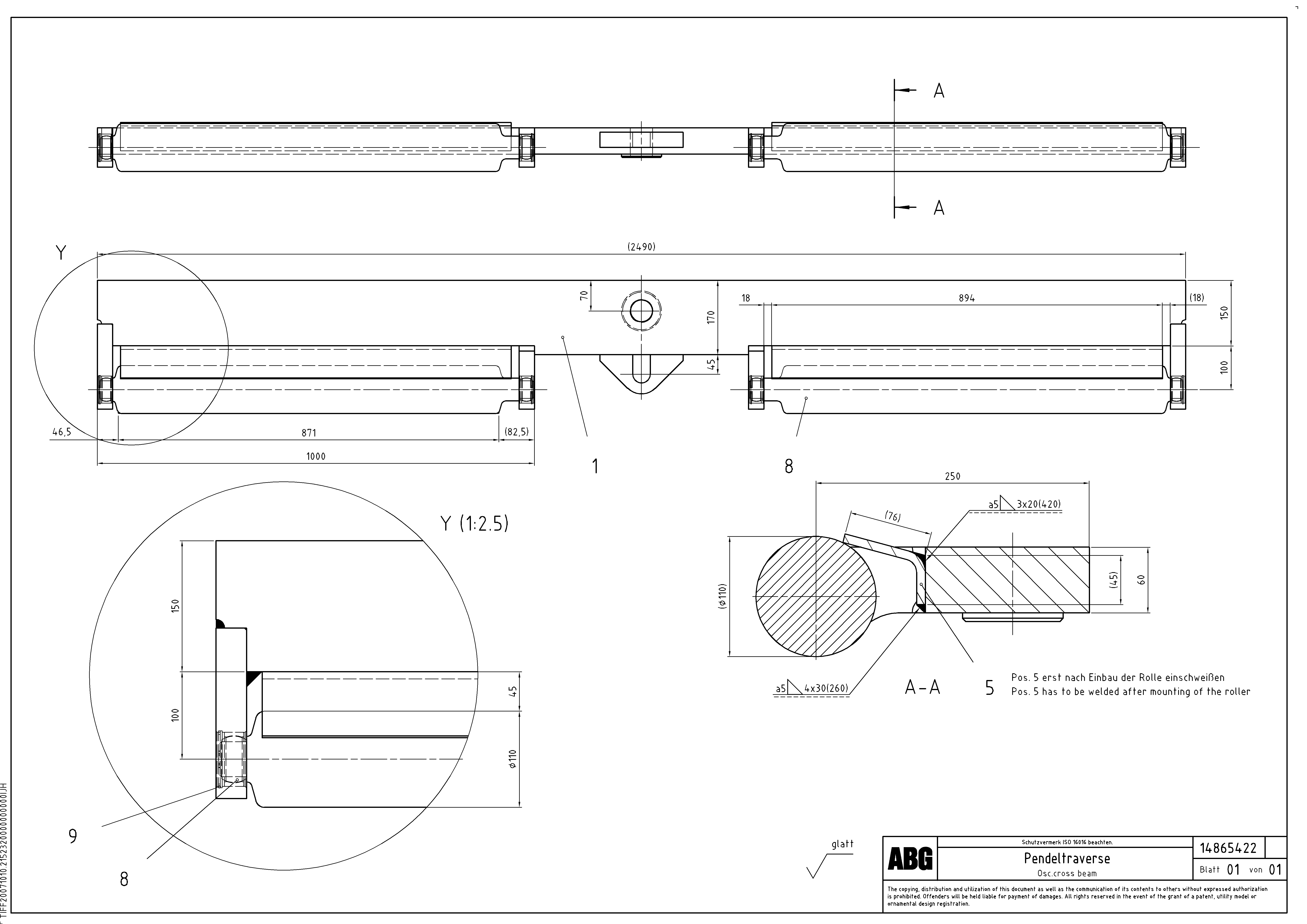 Схема запчастей Volvo ABG6820 - 52184 Osc. cross beam ABG6820 S/N 20836 -