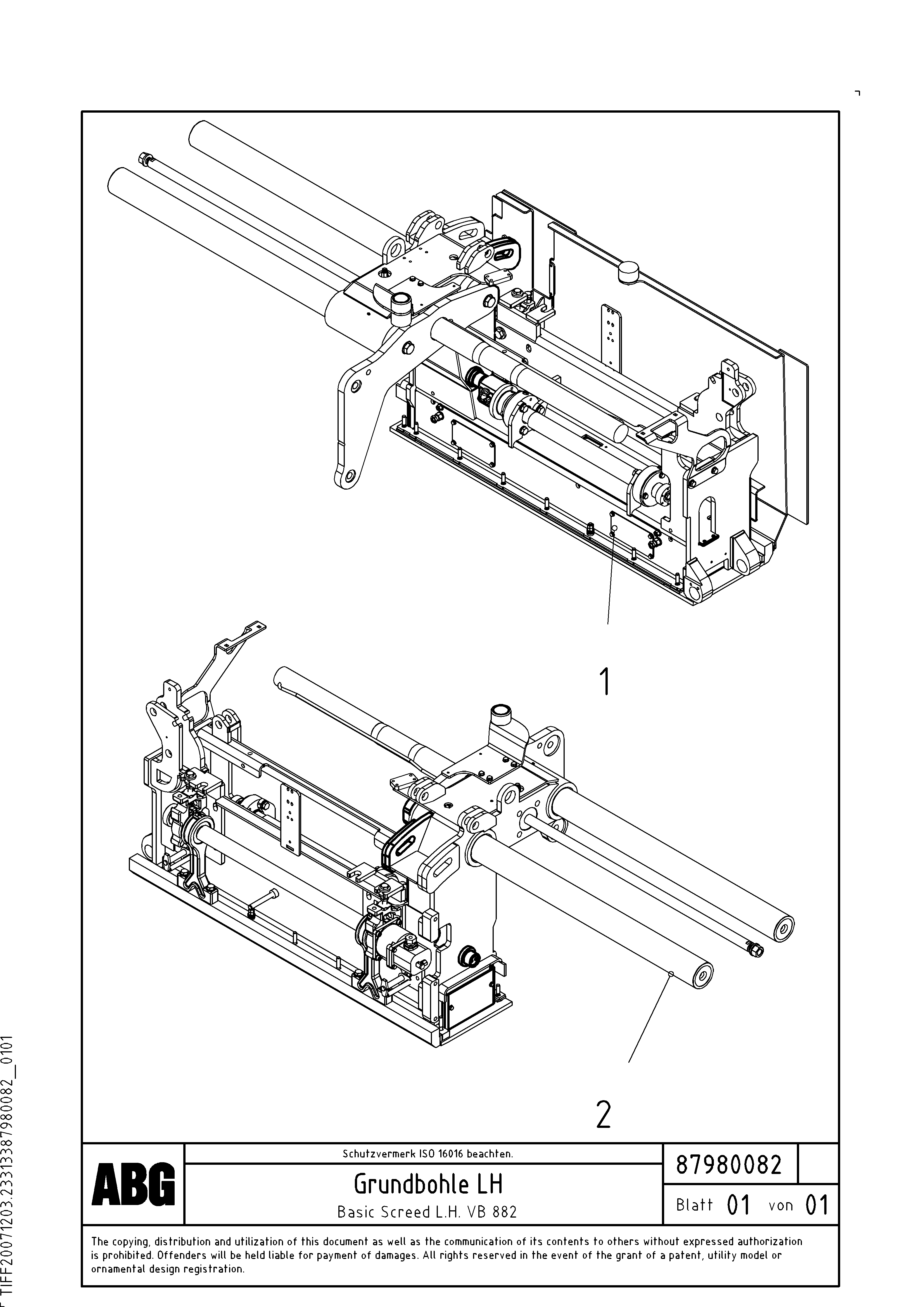 Схема запчастей Volvo ABG6820 - 76542 Basic screed VB 88 GTC ATT. SCREEDS 3,0 -10,0M ABG6820, ABG7820/ABG7820B