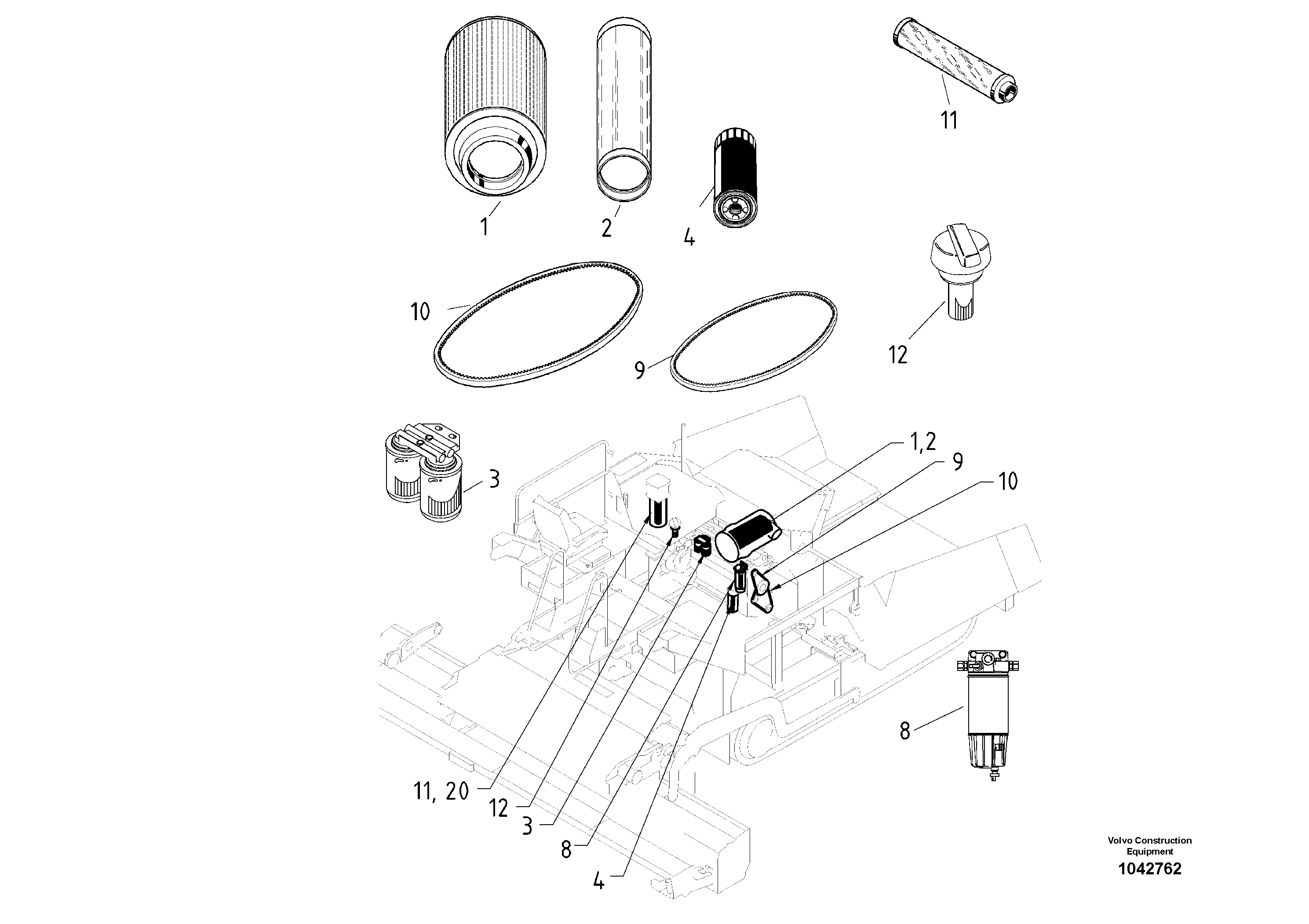 Схема запчастей Volvo ABG7820 - 86659 Service kit ABG7820/ABG7820B ABG7820 S/N 21064-23058 ABG7820B S/N 23059 -