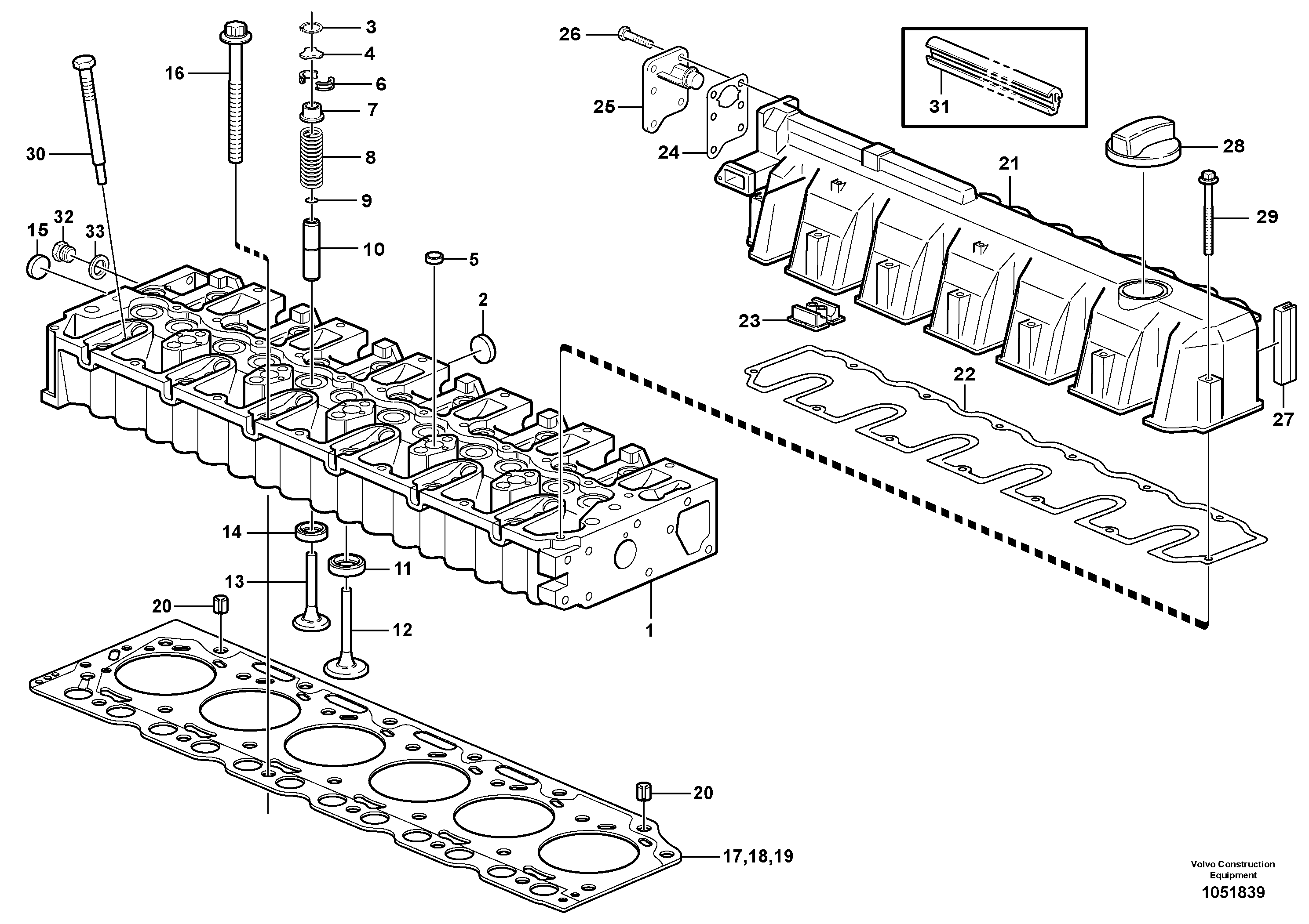 Схема запчастей Volvo ABG7820 - 102601 Головка блока цилиндров ABG7820/ABG7820B ABG7820 S/N 21064-23058 ABG7820B S/N 23059 -