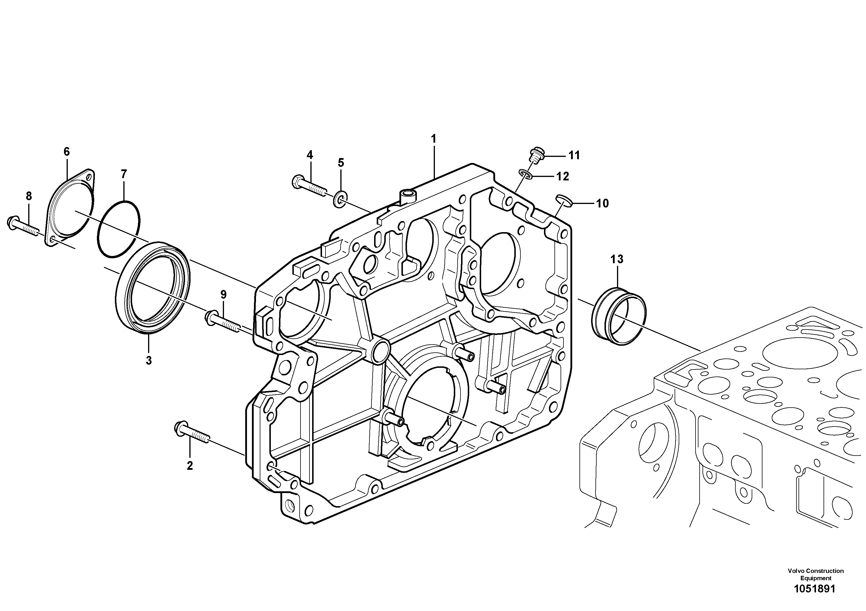 Схема запчастей Volvo ABG7820 - 65338 Timing gear casing ABG7820/ABG7820B ABG7820 S/N 21064-23058 ABG7820B S/N 23059 -