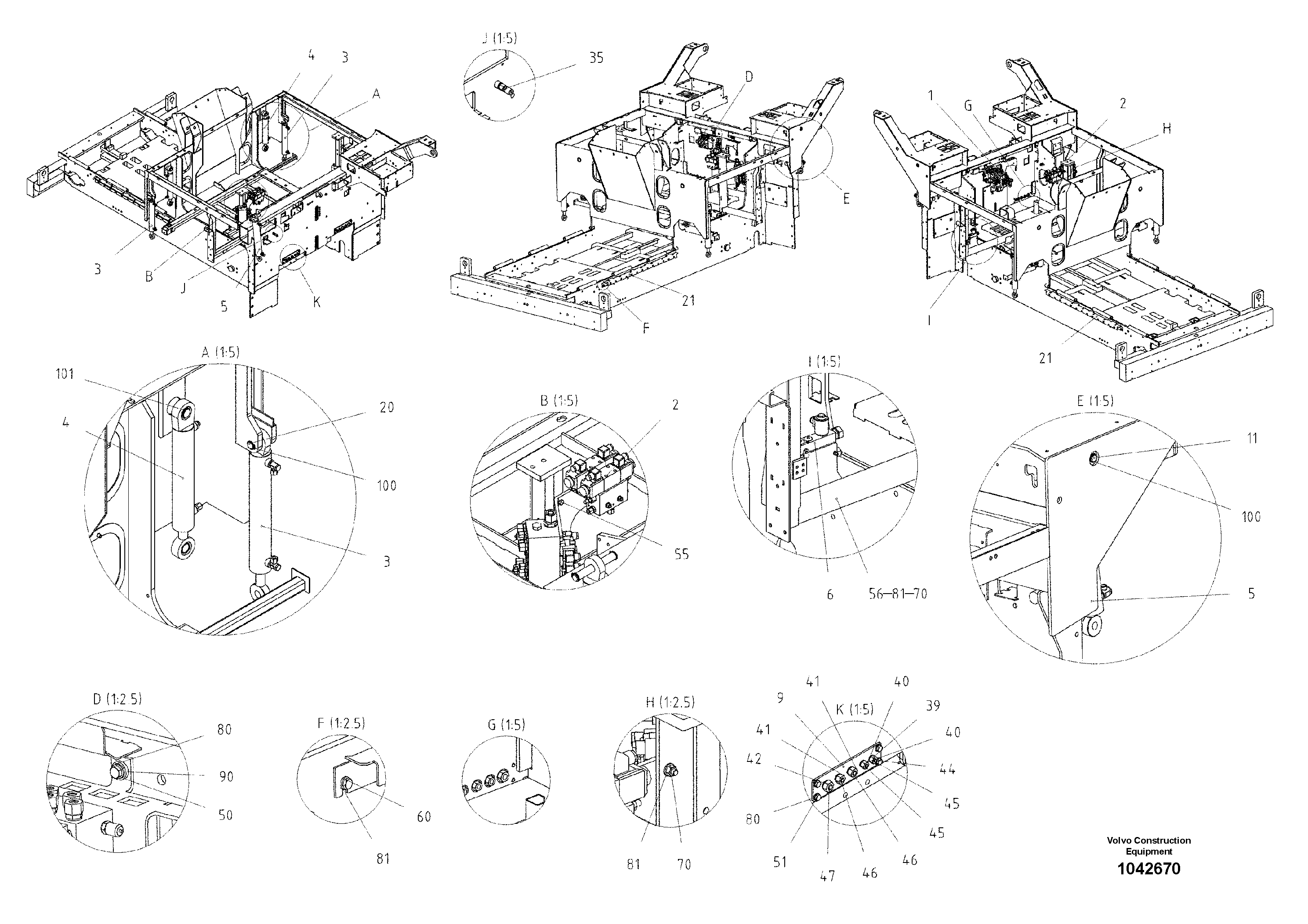 Схема запчастей Volvo ABG7820 - 98907 Valve And Cylinder ABG7820/ABG7820B ABG7820 S/N 21064-23058 ABG7820B S/N 23059 -