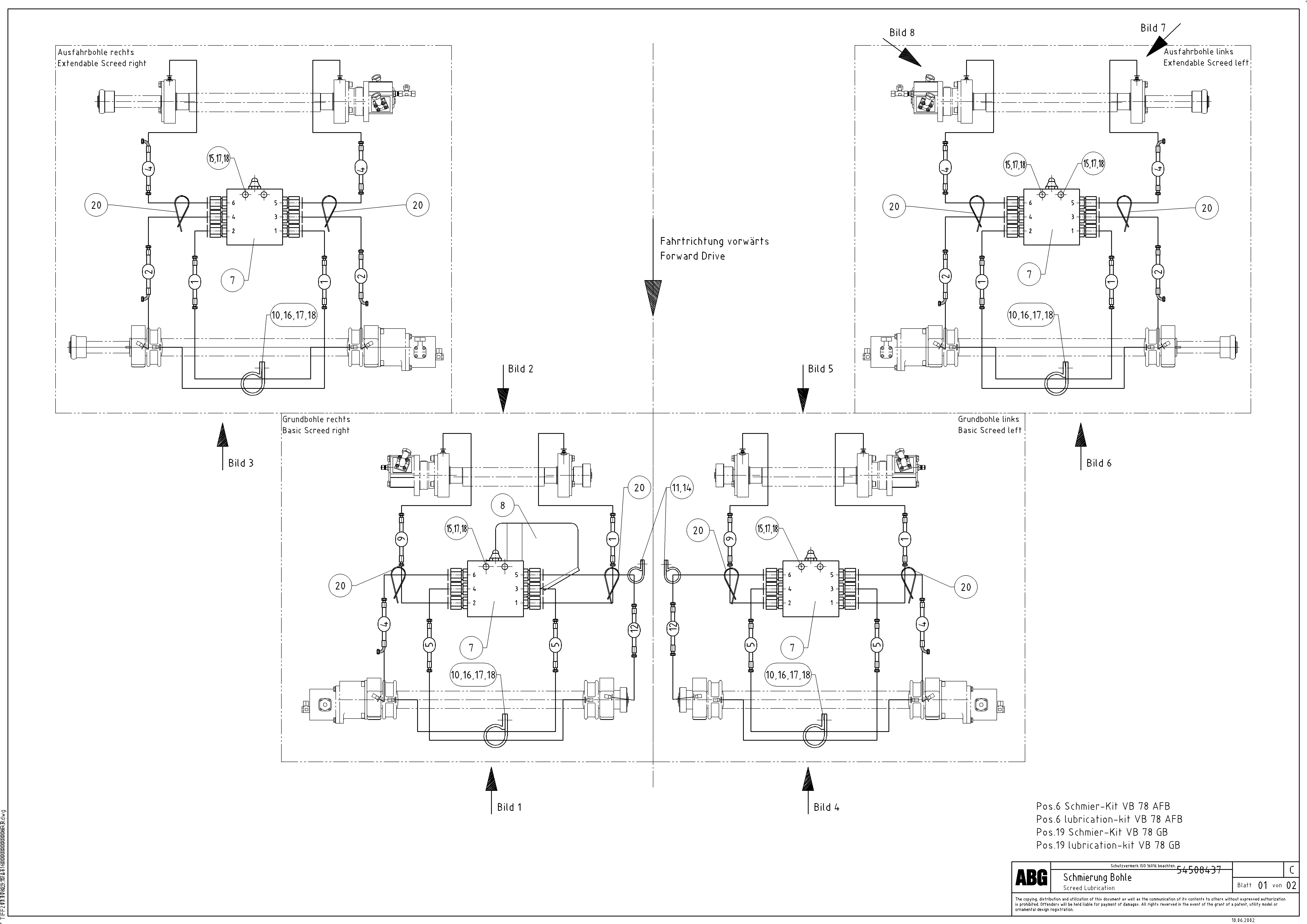 Схема запчастей Volvo ABG7820 - 98351 Screed lubrication for basic and extandable screed VB 78 ETC ATT. SCREED 2,5 - 9,0 M ABG5820/6820/7820/7820B