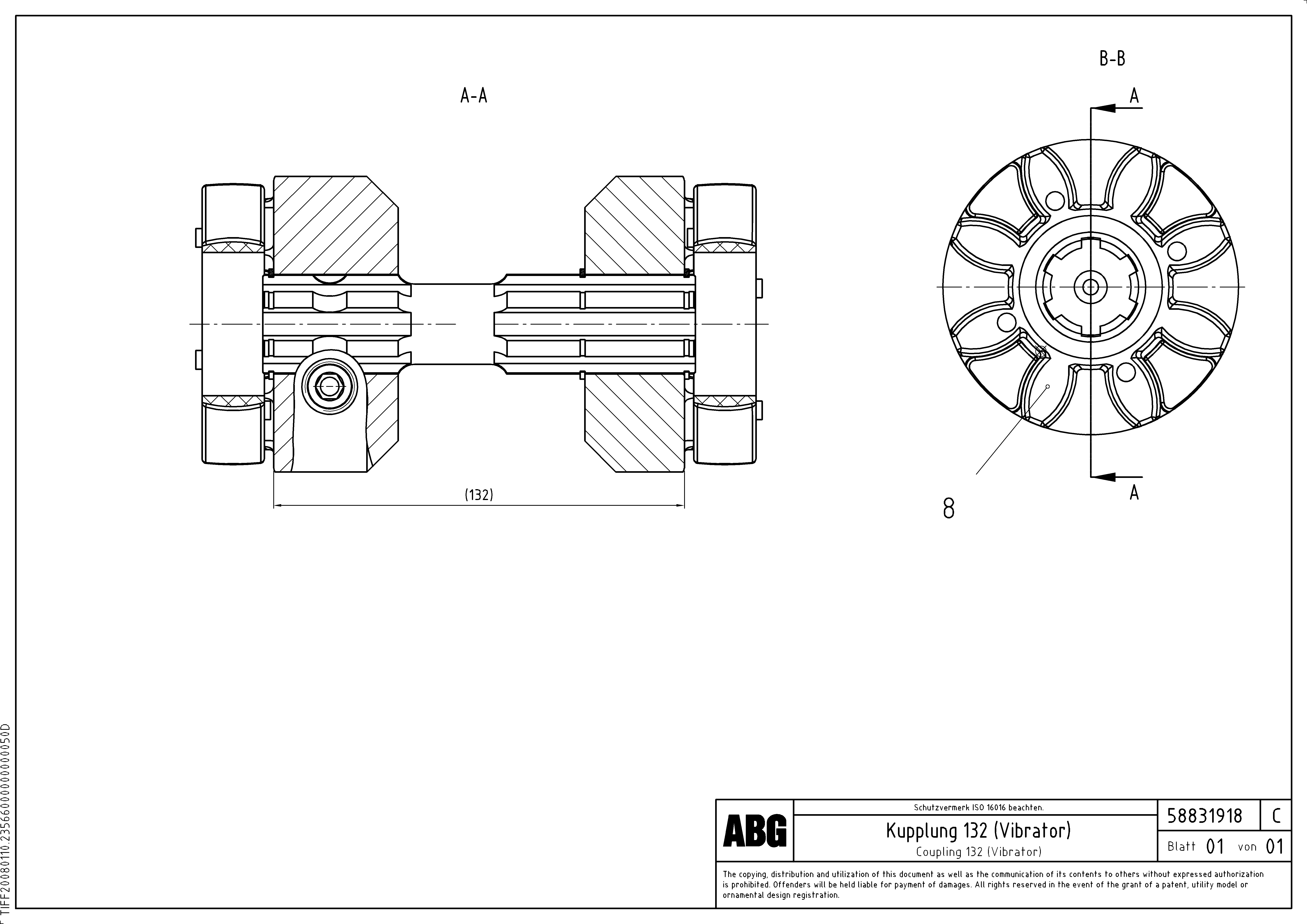 Схема запчастей Volvo ABG7820 - 88283 Coupling for vibrator VDT 121 ATT. SCREED 2,5 - 9,0 M ABG7820/ABG7820B
