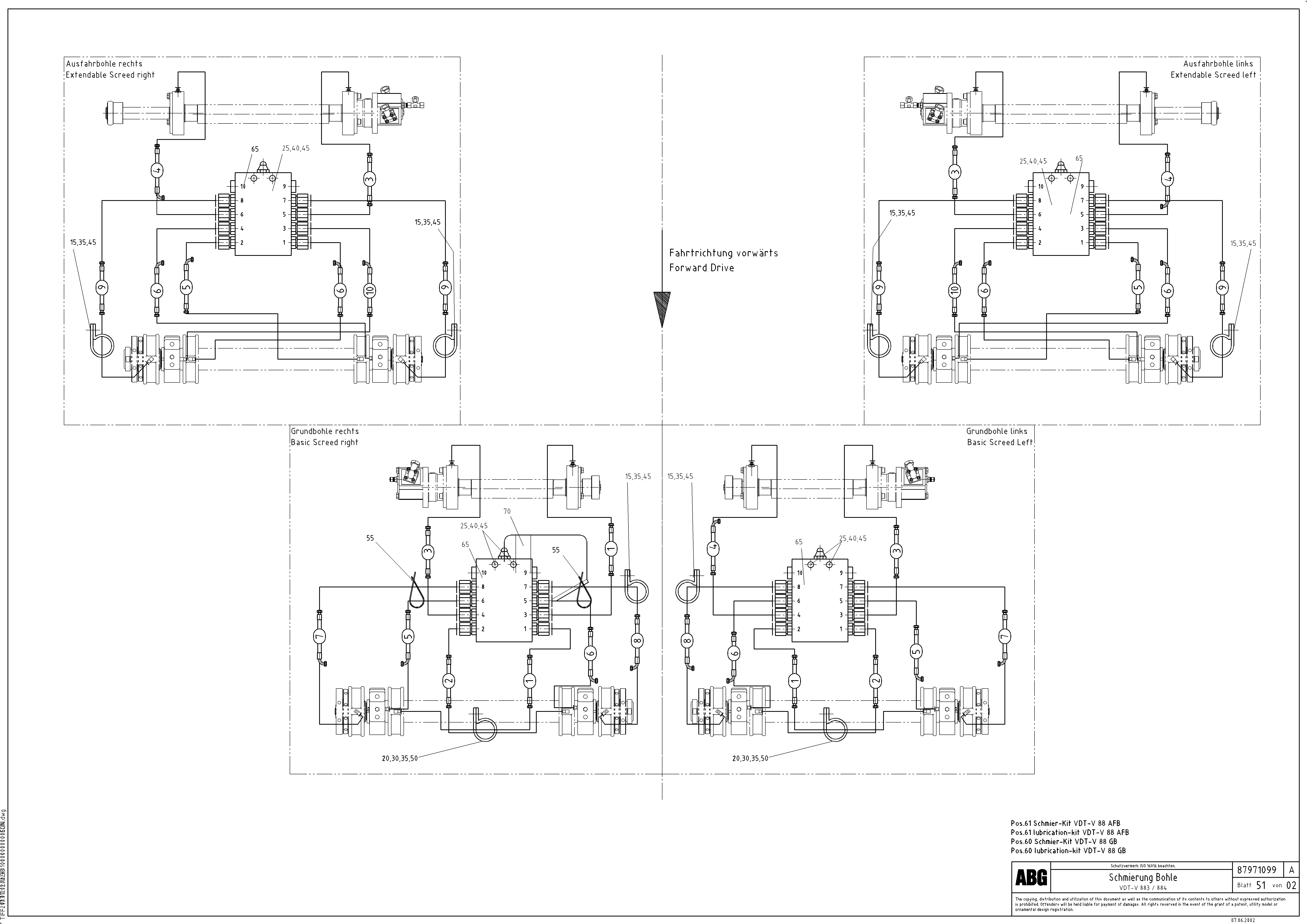 Схема запчастей Volvo ABG7820 - 80998 Screed lubrication for basic and extandable screed VDT-V 88 GTC ATT. SCREEDS 3,0 - 9,0M ABG7820/ABG780B