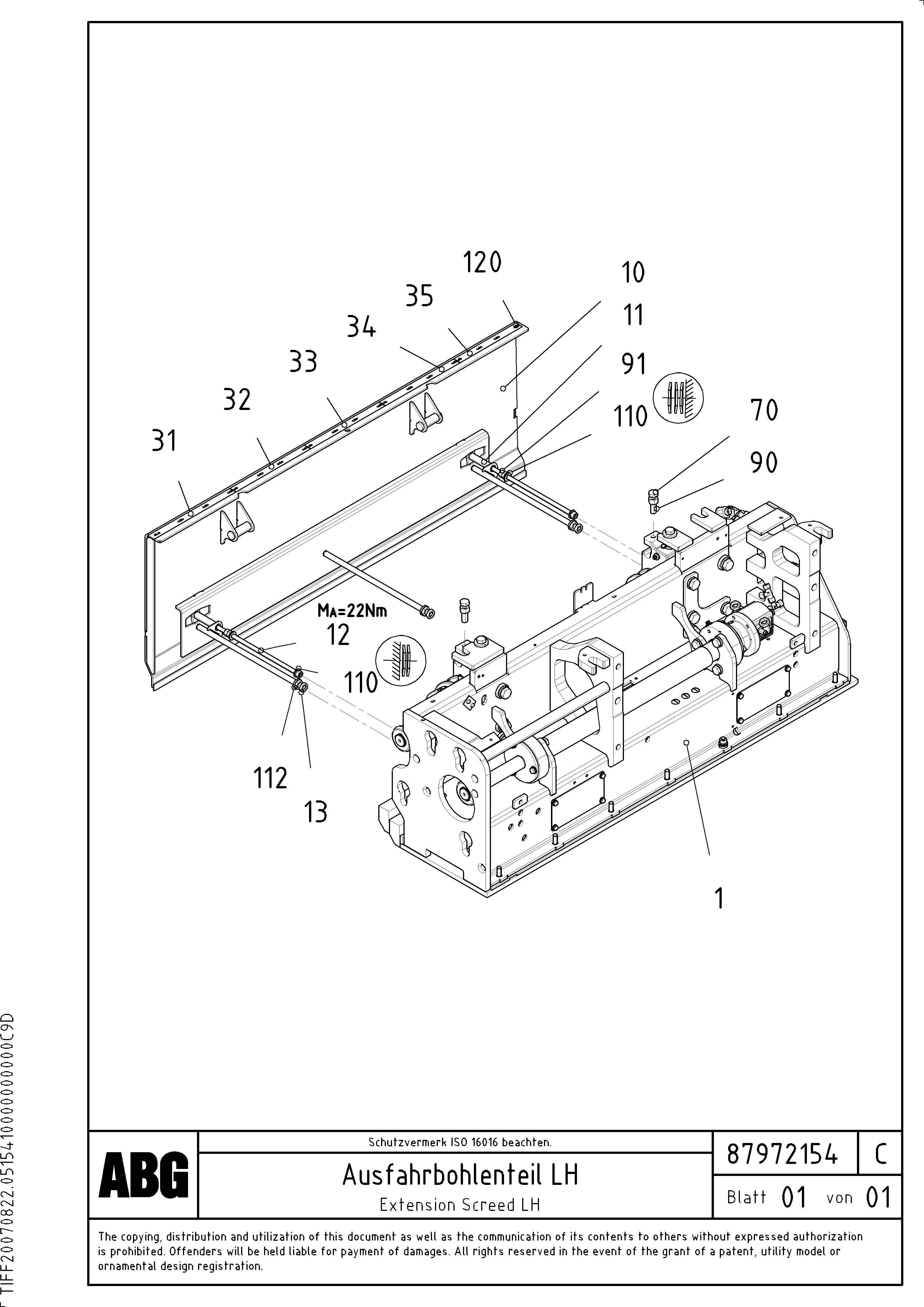 Схема запчастей Volvo ABG7820 - 73361 Deflector plate for extendable screed VDT-V 88 GTC ATT. SCREEDS 3,0 - 9,0M ABG7820/ABG780B