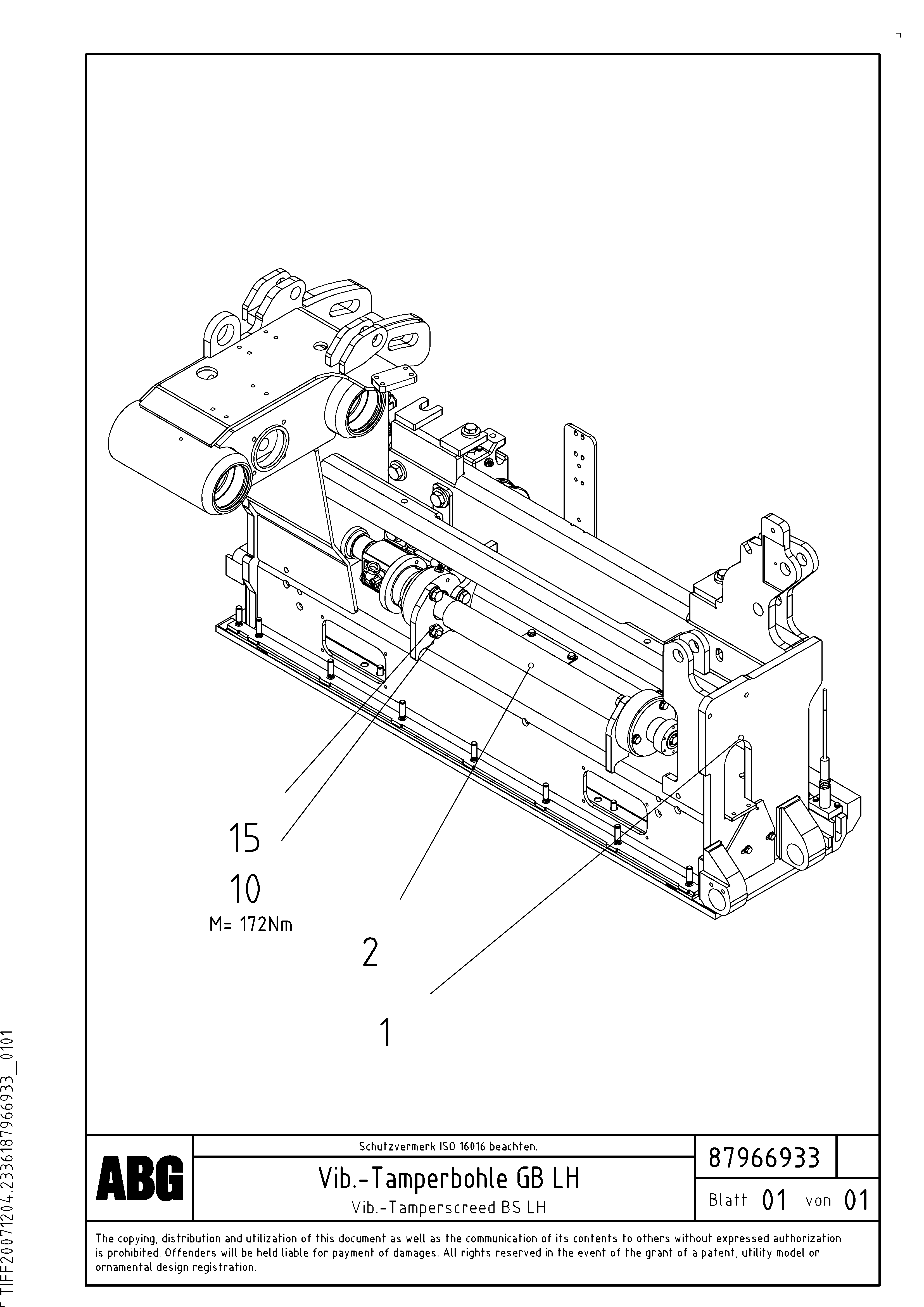 Схема запчастей Volvo ABG7820 - 73064 Vibratory - tamper screed for basic screed VDT-V 88 ETC ATT. SCREEDS 3,0 - 9,0M ABG7820, ABG7820B