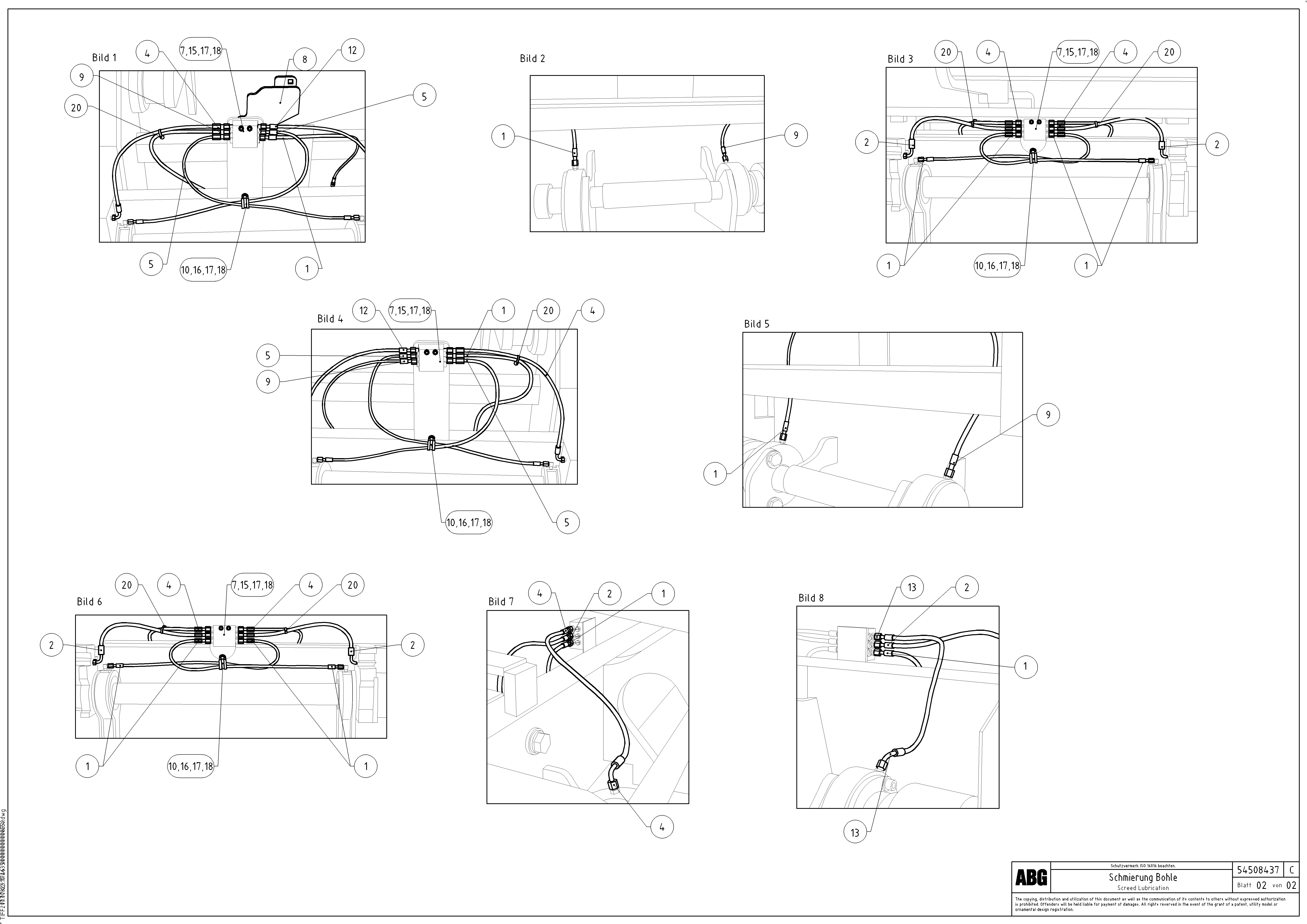 Схема запчастей Volvo ABG7820 - 96678 Screed lubrication for basic and extandable screed VB 78 GTC ATT. SCREEDS 2,5 - 9,0M ABG5820/6820/7820/7820B