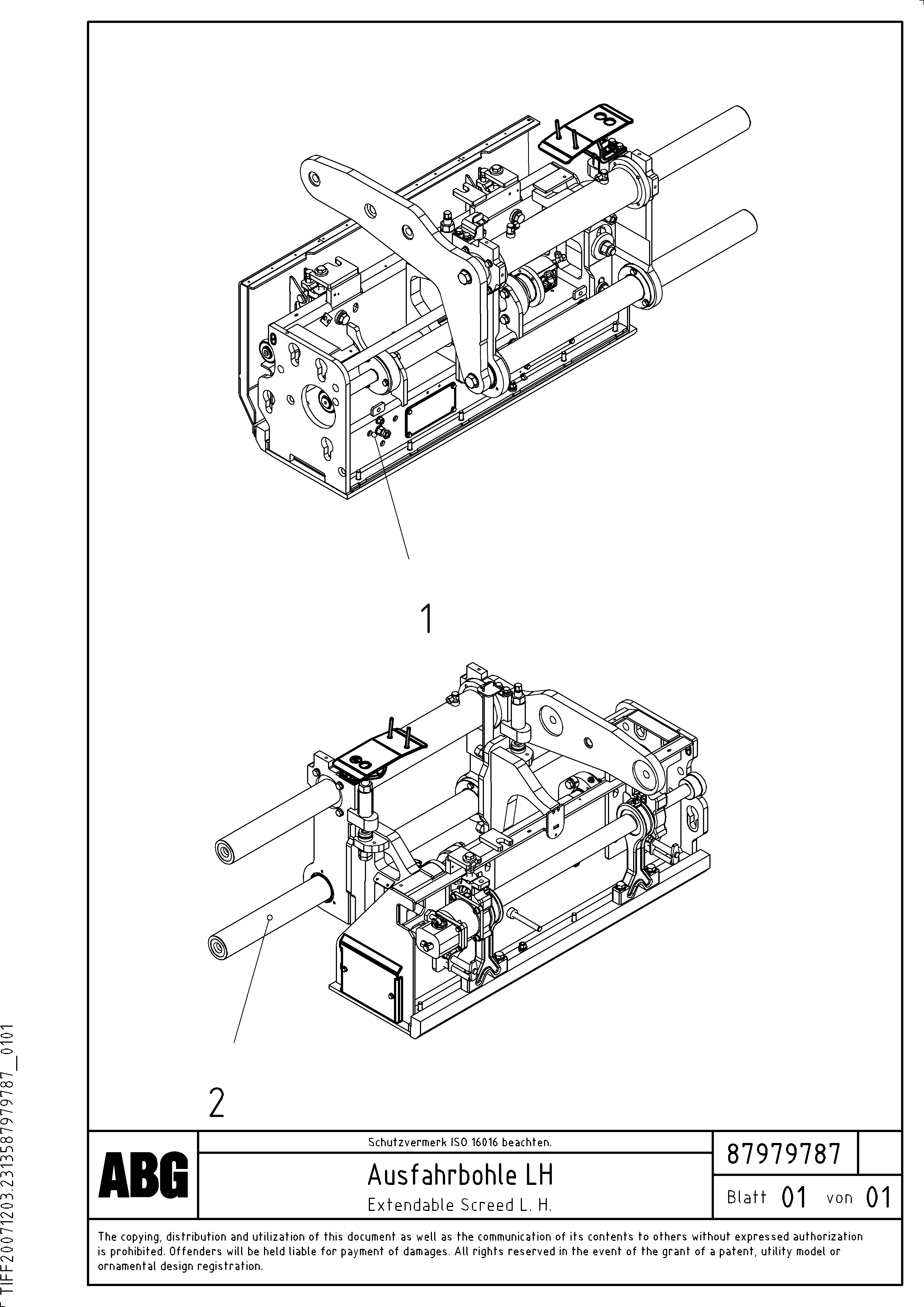 Схема запчастей Volvo ABG7820 - 72332 Extendable screed VB 78 GTC ATT. SCREEDS 2,5 - 9,0M ABG5820/6820/7820/7820B