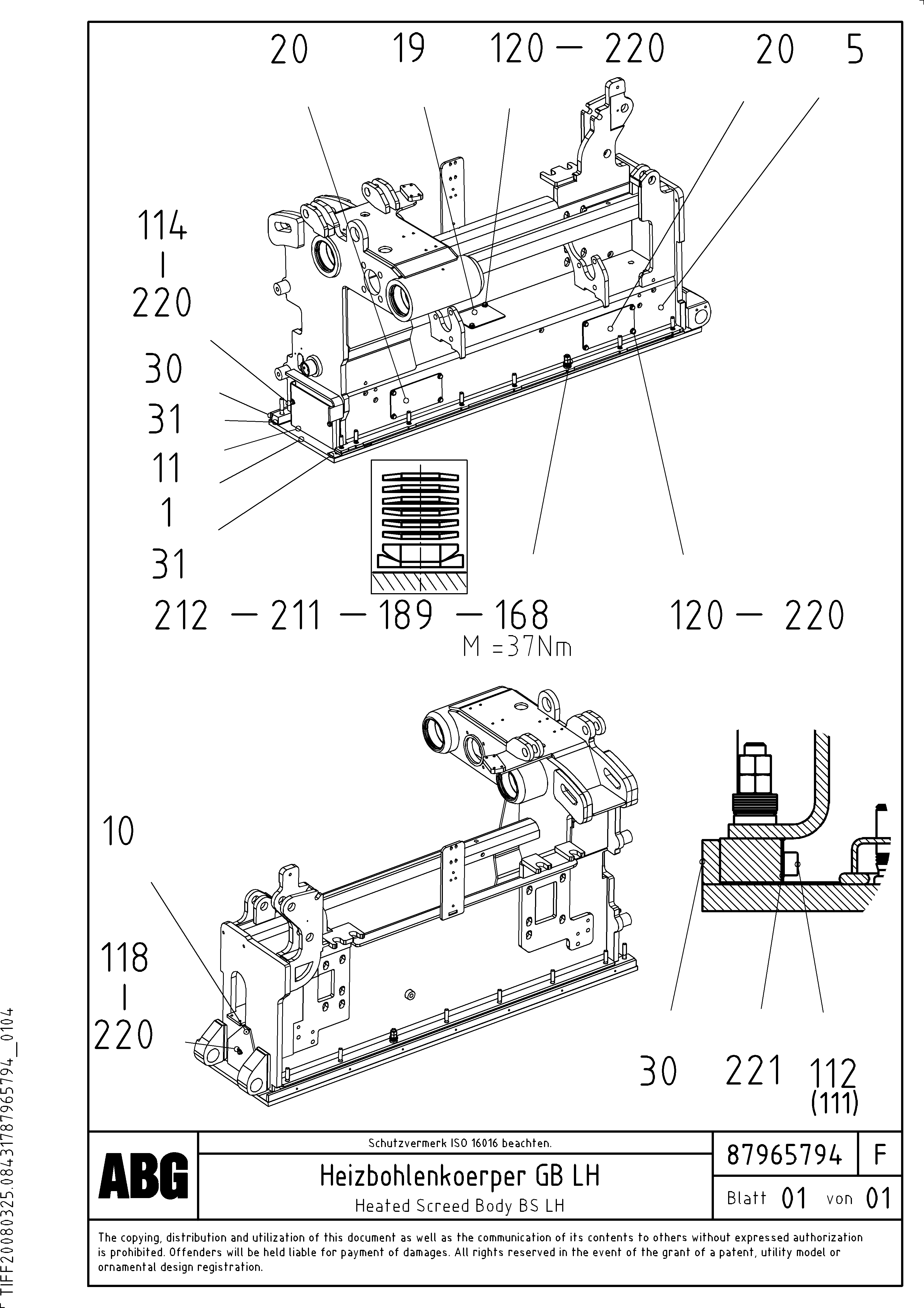 Схема запчастей Volvo ABG7820 - 80350 Heated screed body for basic screed VDT-V 88 ETC ATT. SCREEDS 3,0 - 9,0M ABG7820, ABG7820B