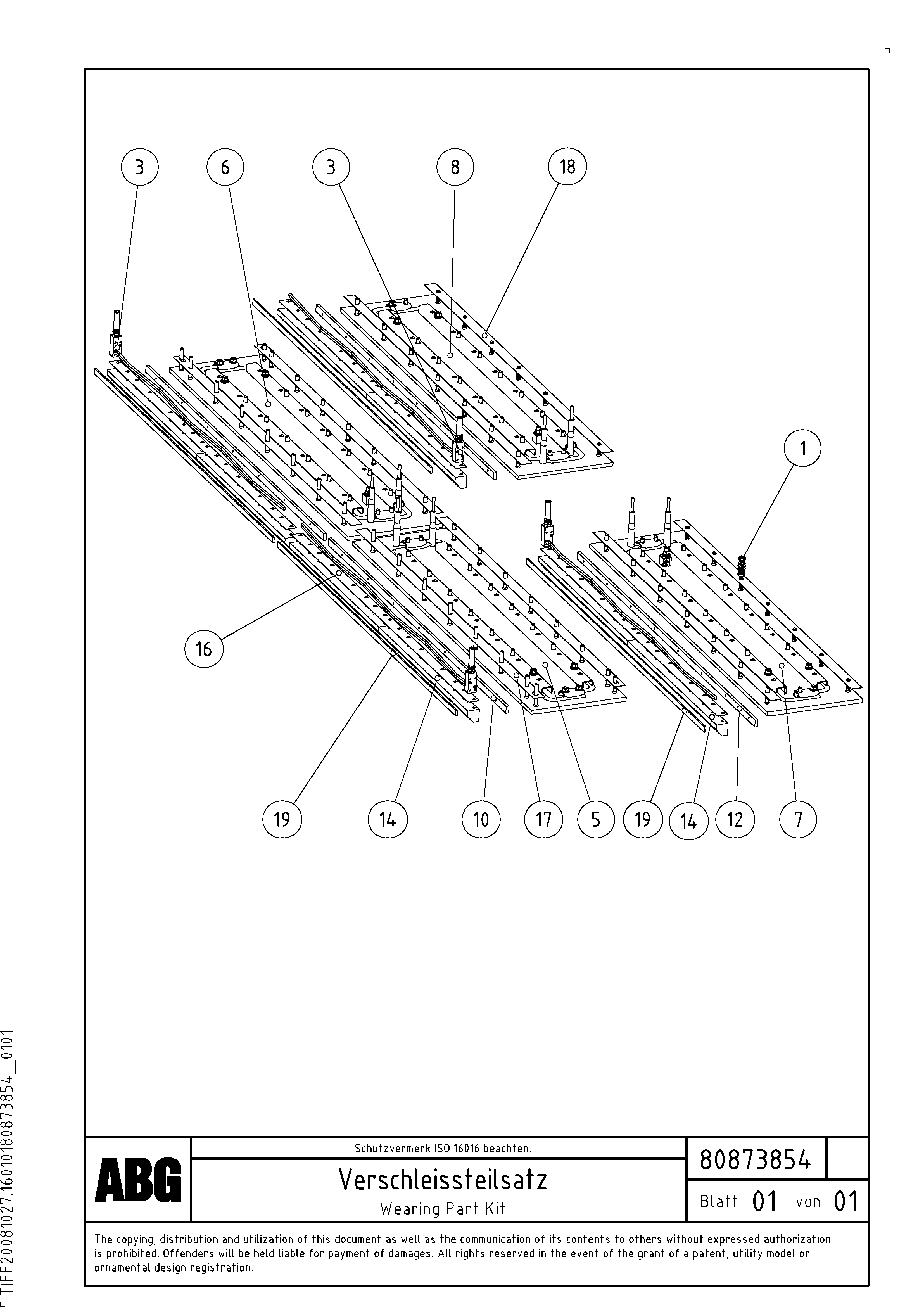 Схема запчастей Volvo ABG7820 - 71469 Wearing Part VB 89 ETC ATT. SCREEDS 3,0 - 9,0M ABG7820, ABG7820B